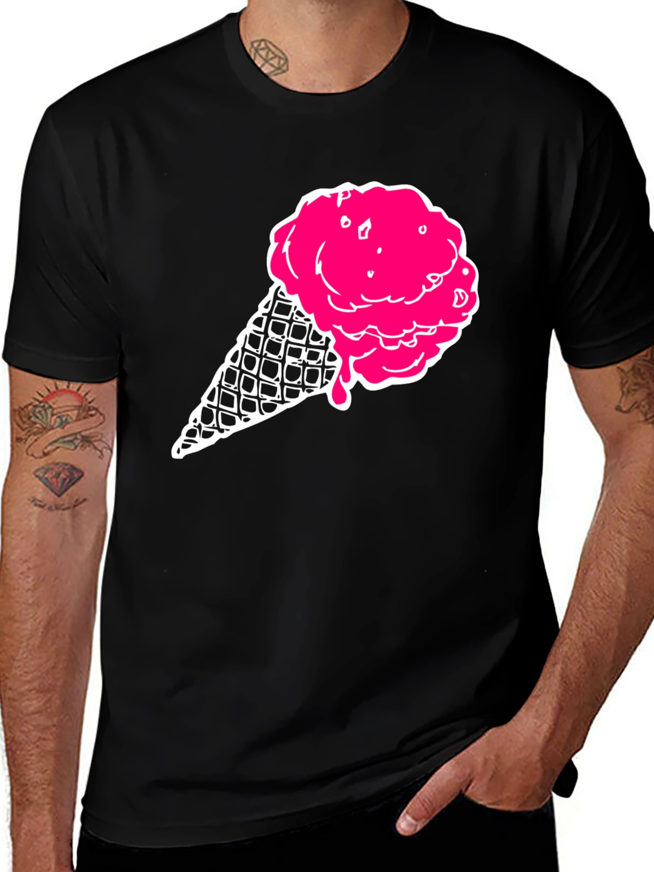 Black Ice Cream Graphic Tee - Black Cotton T-Shirt main image