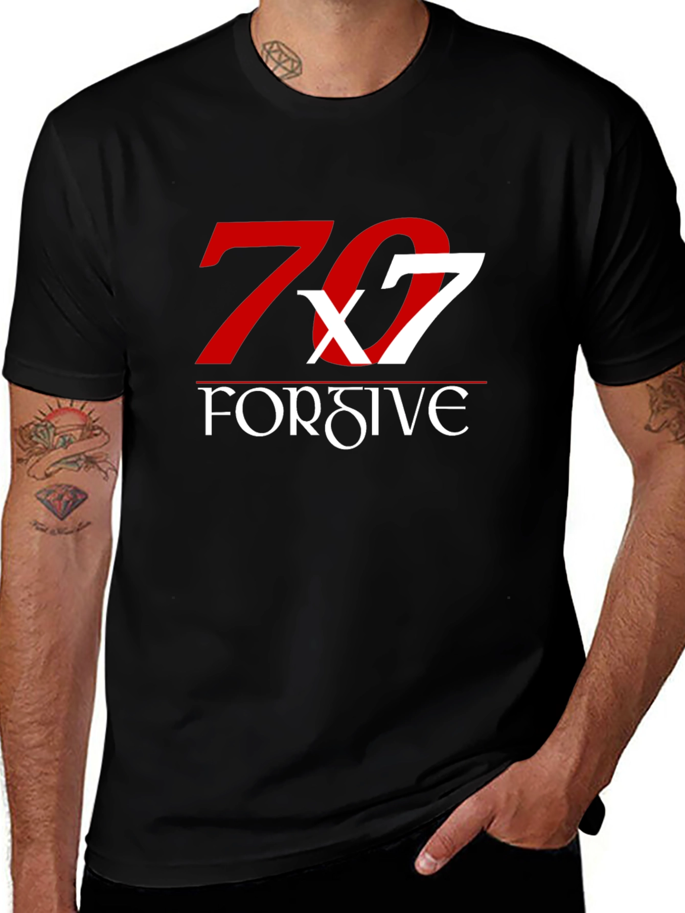 70x7 Forgive Graphic Tee - Soft Black Cotton