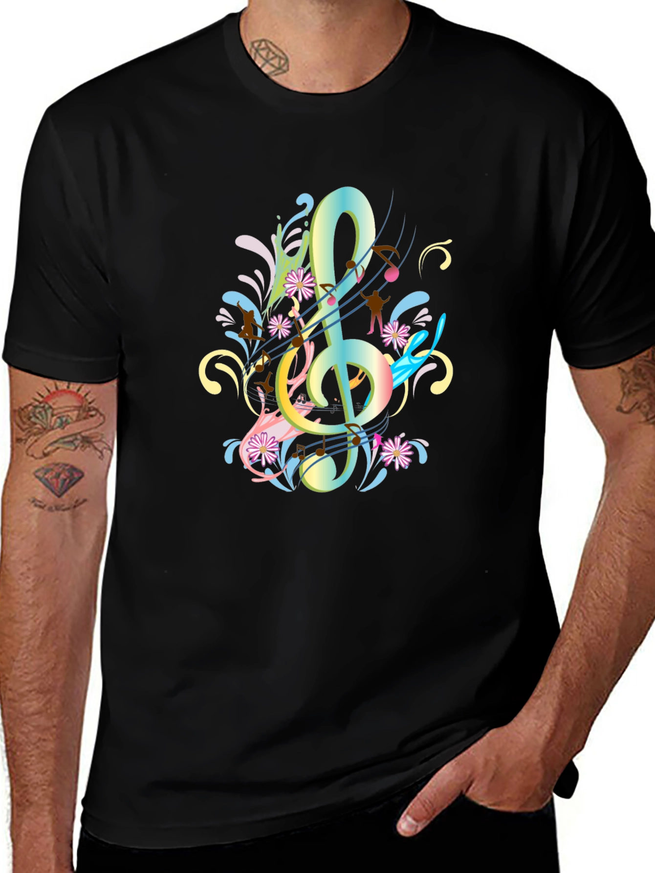 Variant 30 of Musical Treble Clef Graphic Tee - Black