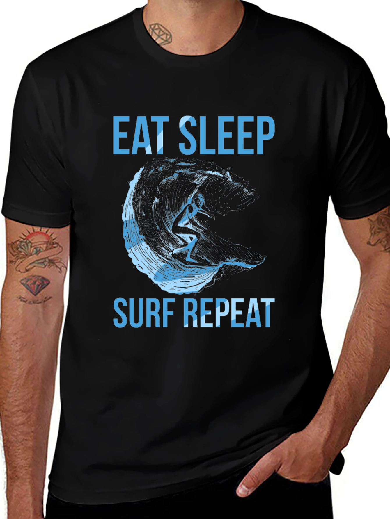 Variant 29 of Eat Sleep Surf Repeat Graphic Tee
