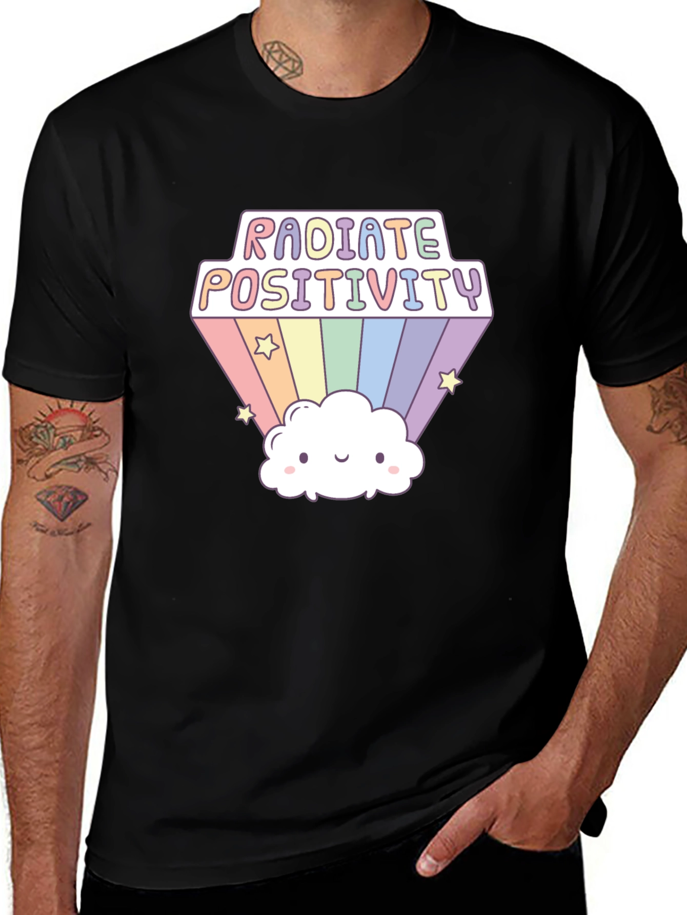 Variant 22 of Radiate Positivity Graphic Tee - Cute Cloud Design
