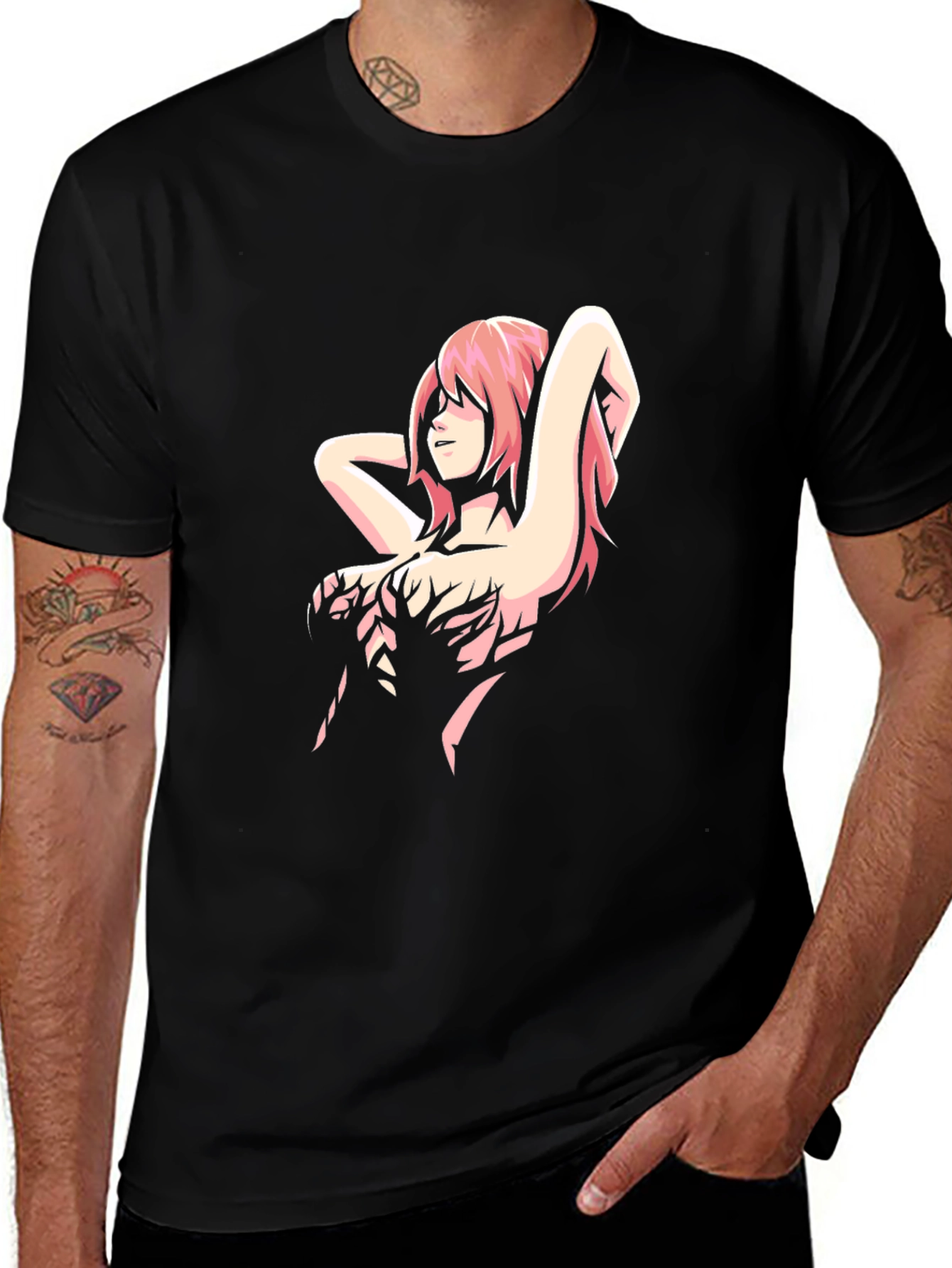 Variant 26 of Anime Girl Graphic Black T-Shirt