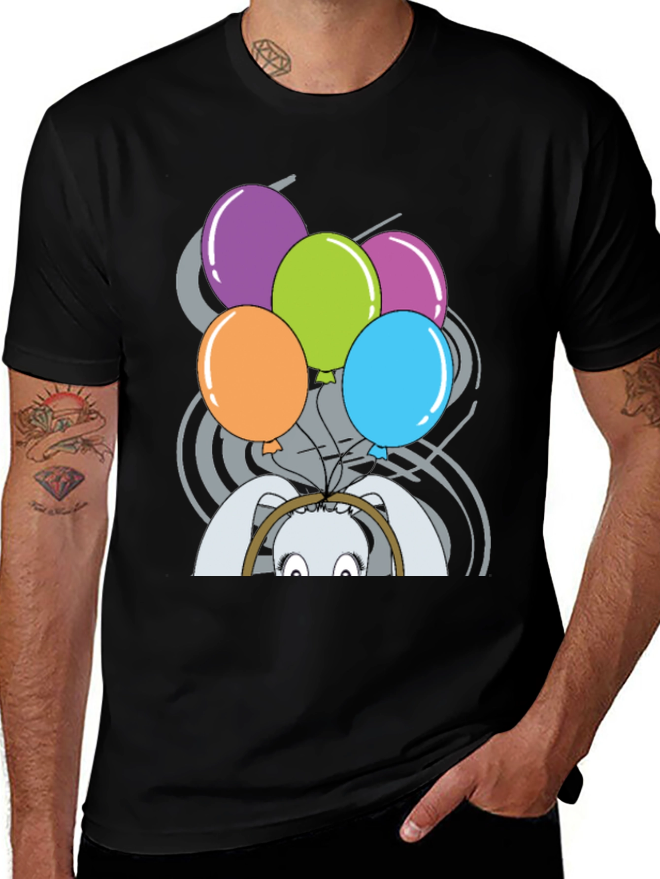 Variant 13 of Funny Rabbit with Balloons T-Shirt