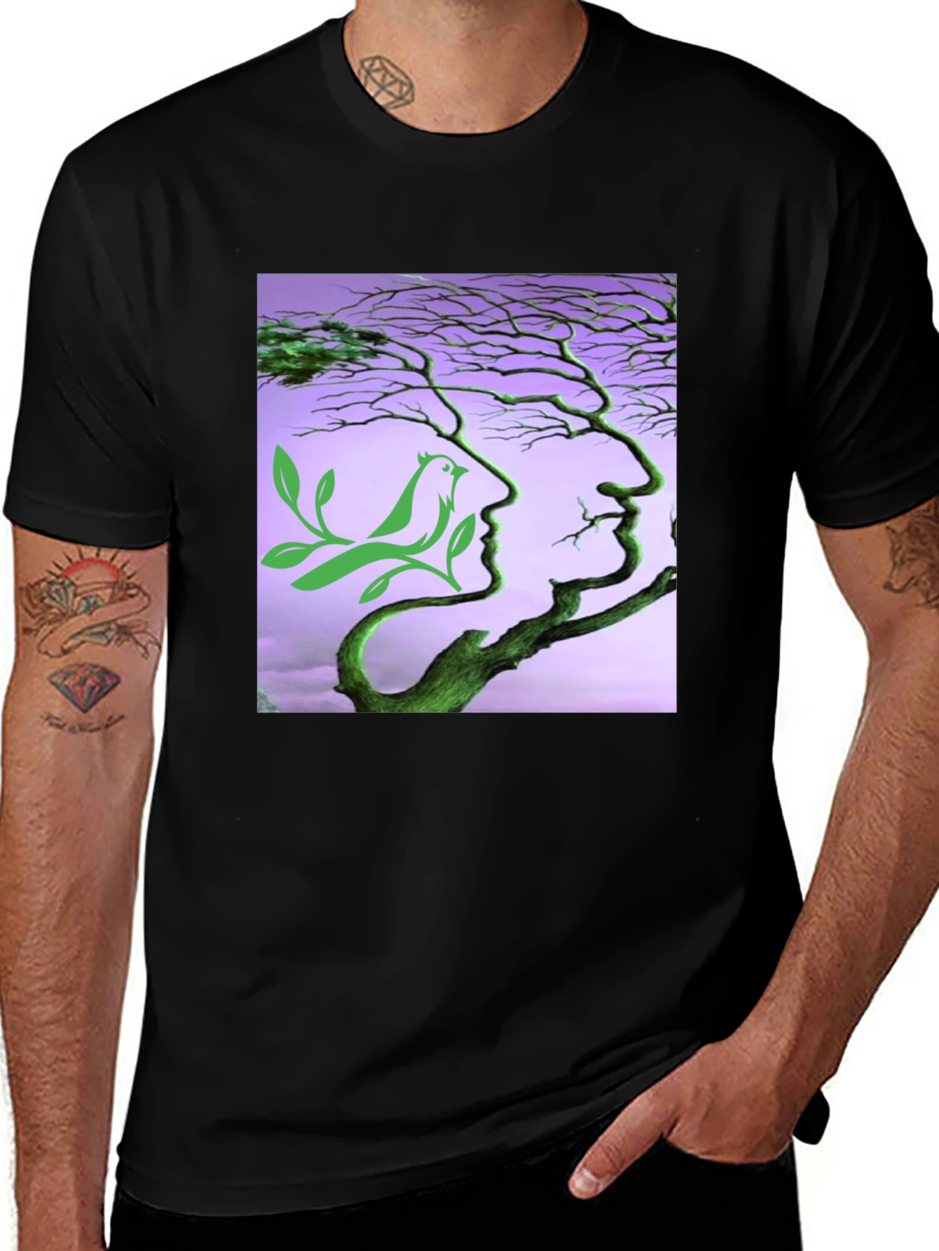 Variant 13 of Nature Faces Black T-Shirt