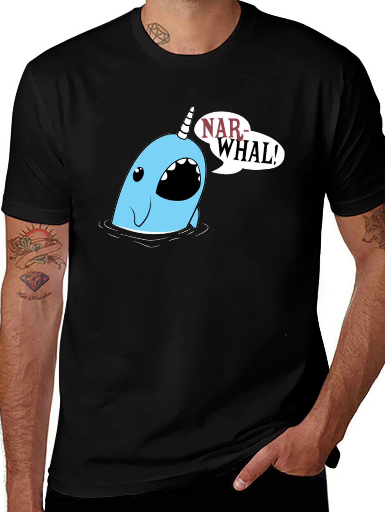 Variant 28 of Narwhal Graphic Tee - Black Cotton T-Shirt