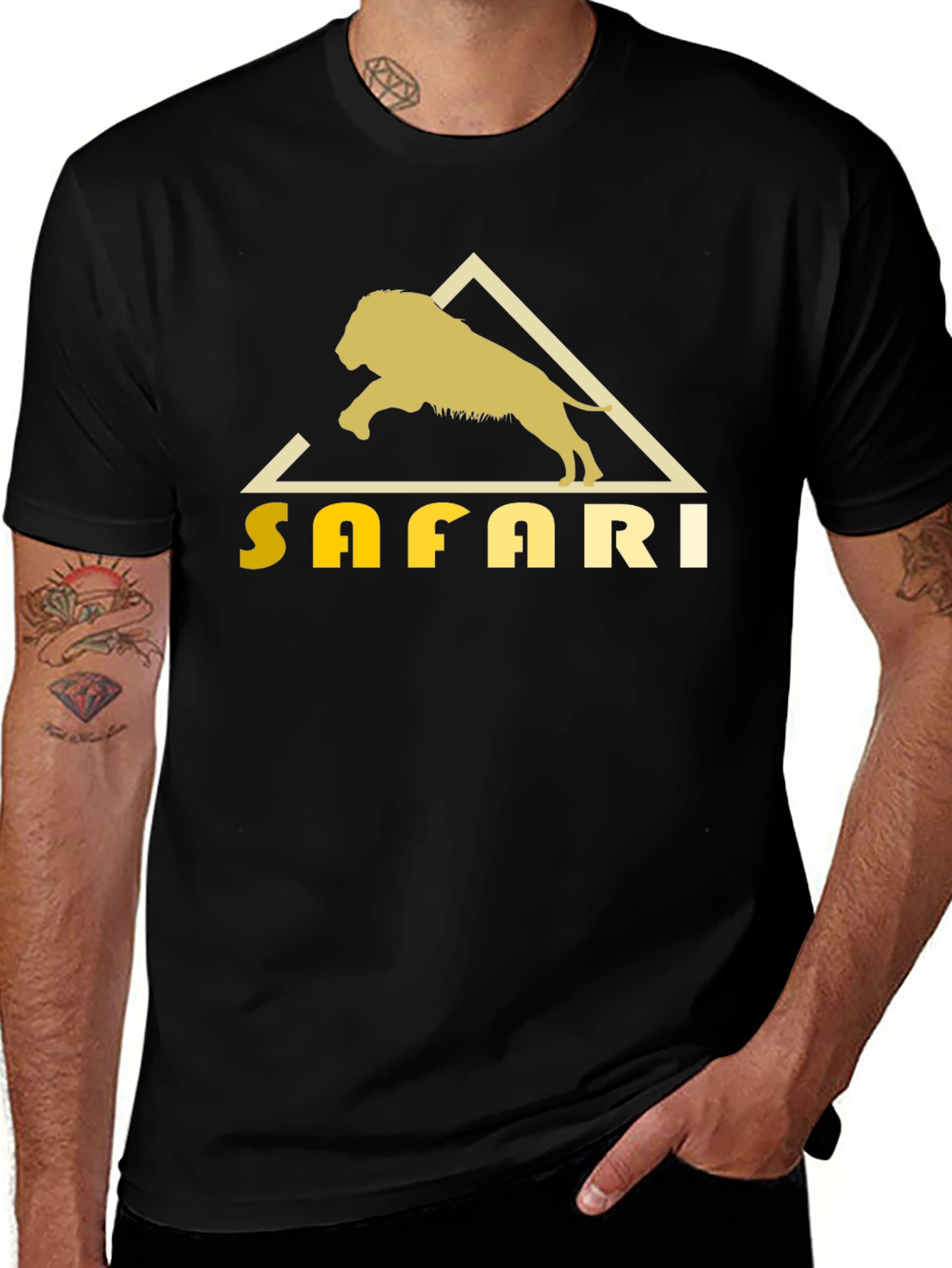 Variant 8 of Safari Lion Graphic Tee - Classic Black T-Shirt