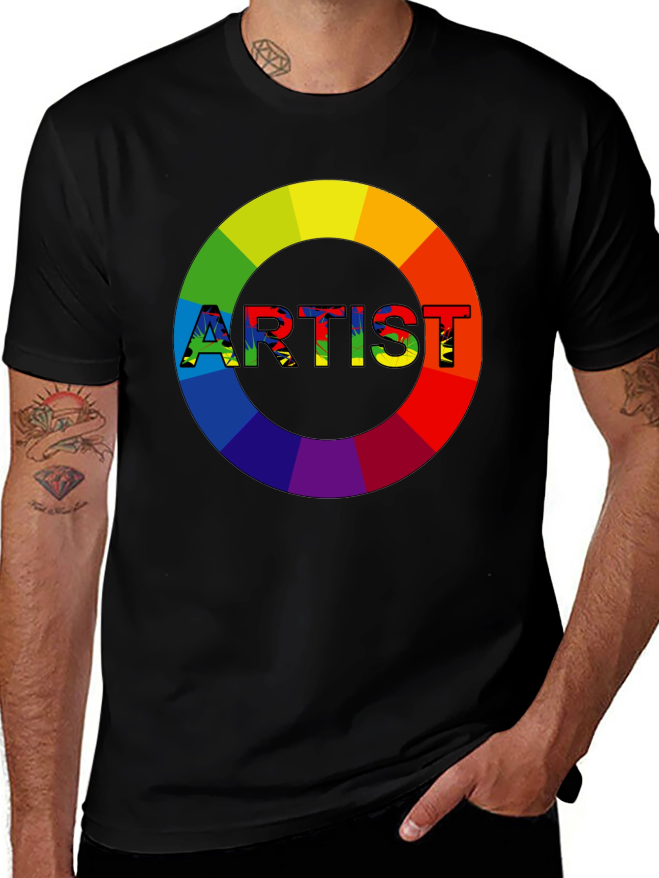 Variant 13 of Rainbow Artist Graphic Tee - Creative Expression