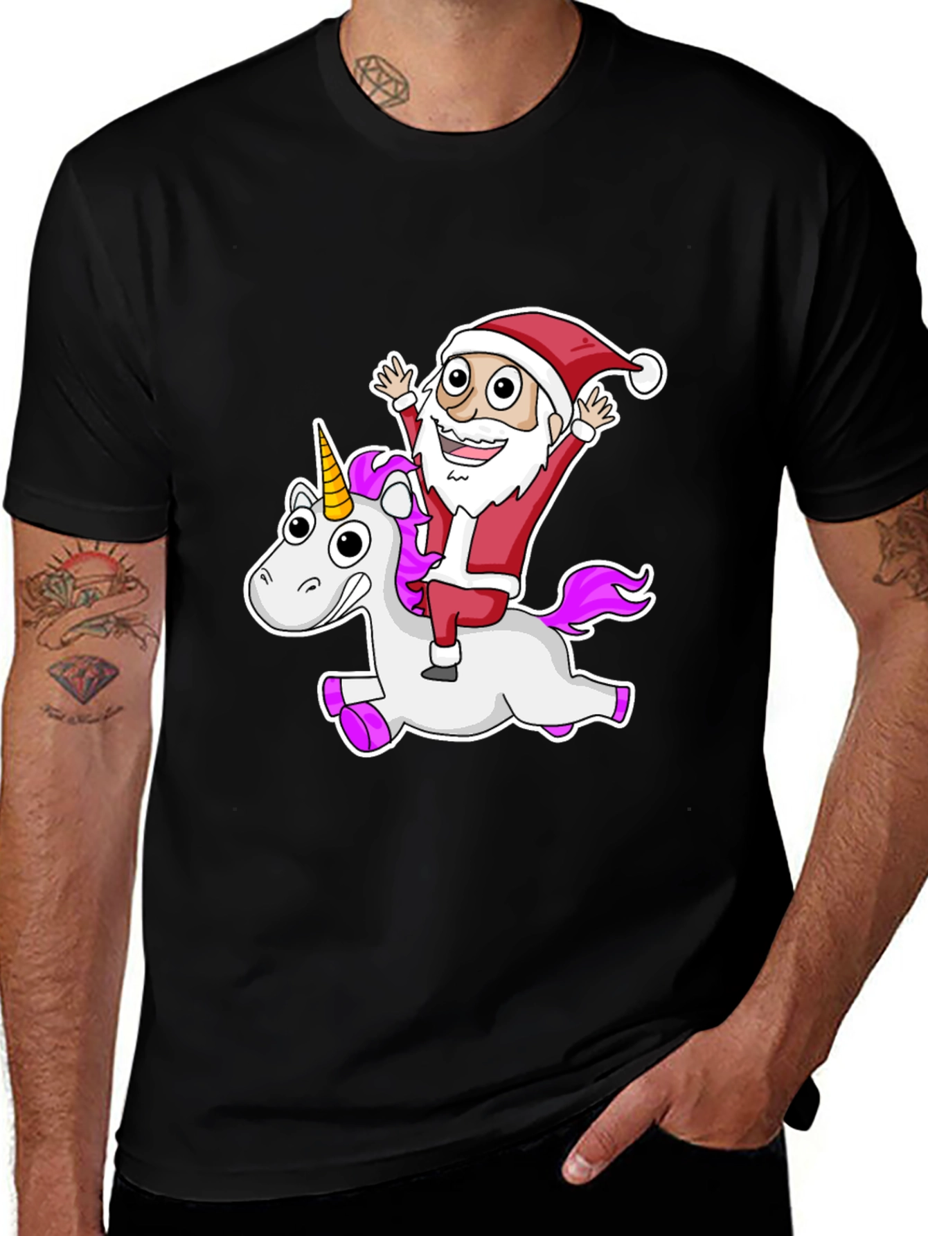 Variant 21 of Santa Riding Unicorn Graphic T-Shirt