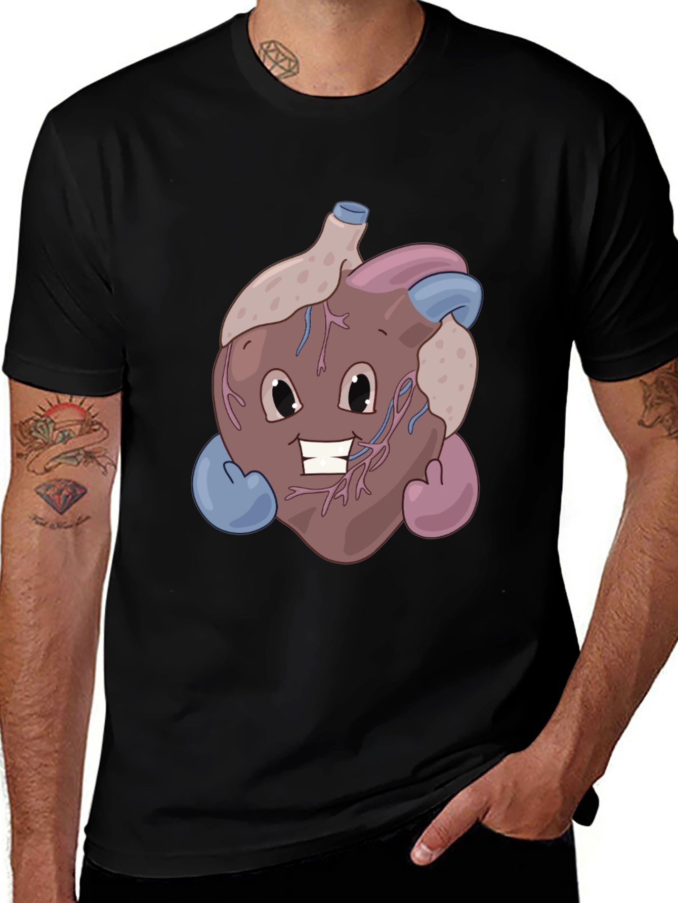 Variant 2 of Funny Cartoon Heart T-Shirt - Anatomically Awesome!
