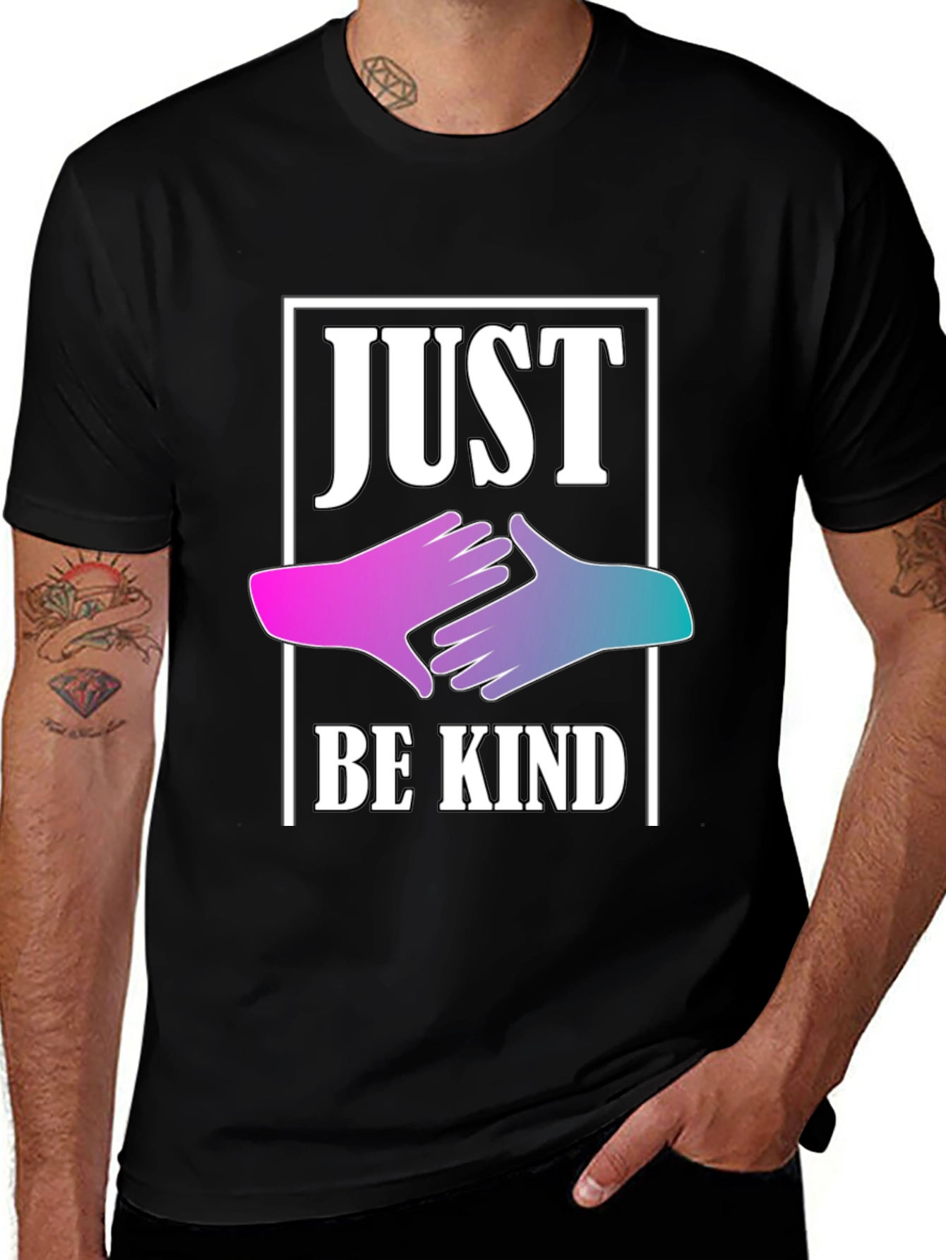 Variant 20 of Just Be Kind T-Shirt - Colorful Hands Design