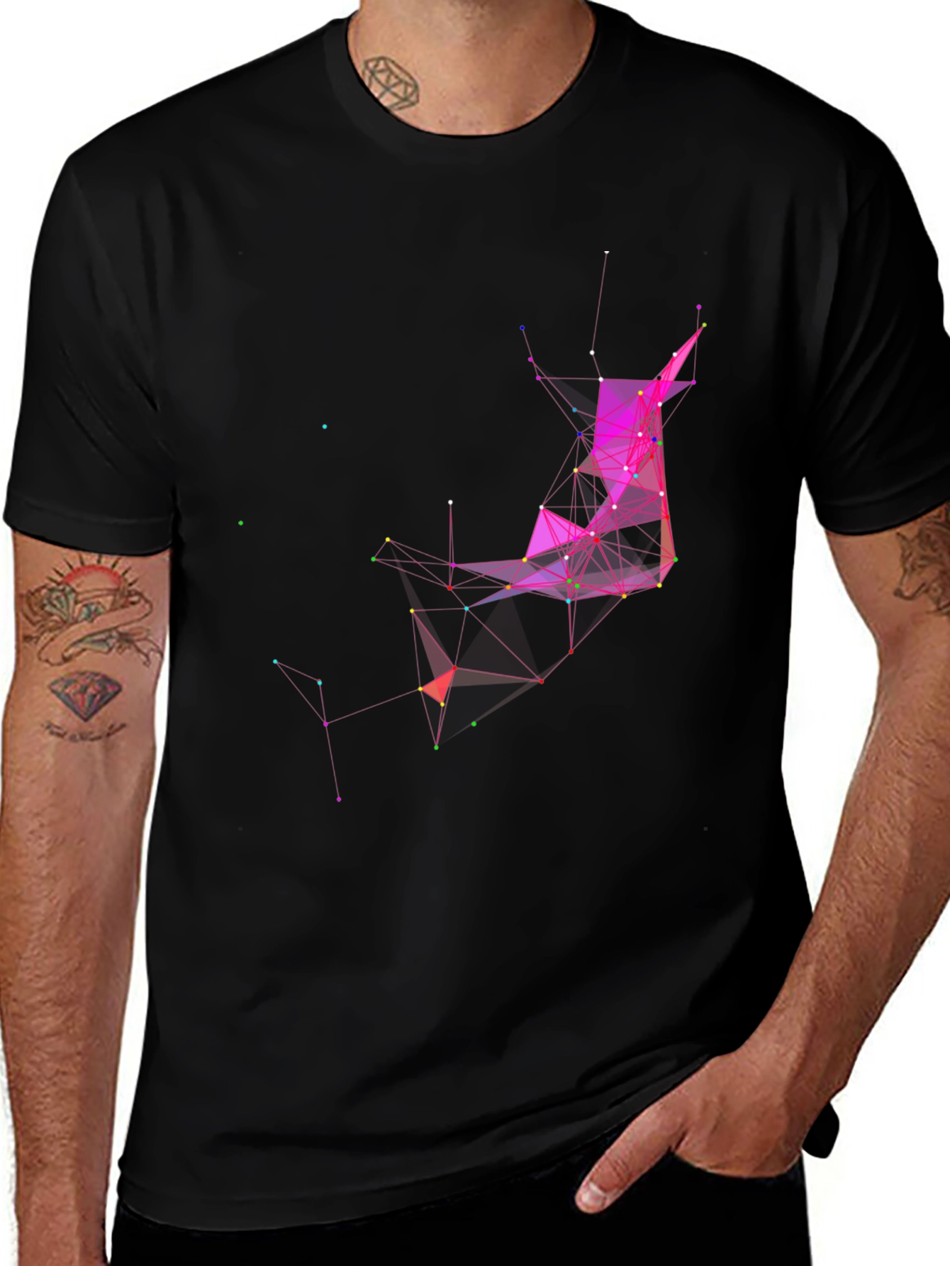 Black Abstract Geometric T-Shirt main image