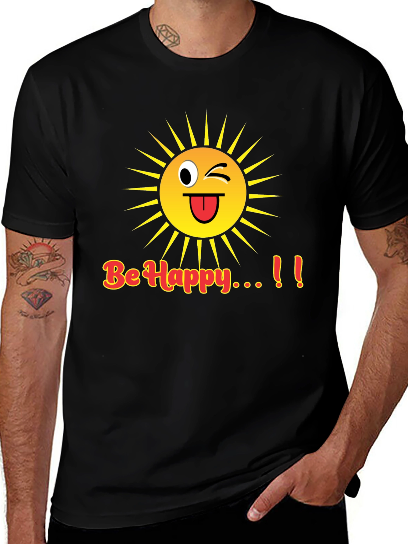 Be Happy T-Shirt - Smiley Face Graphic Tee