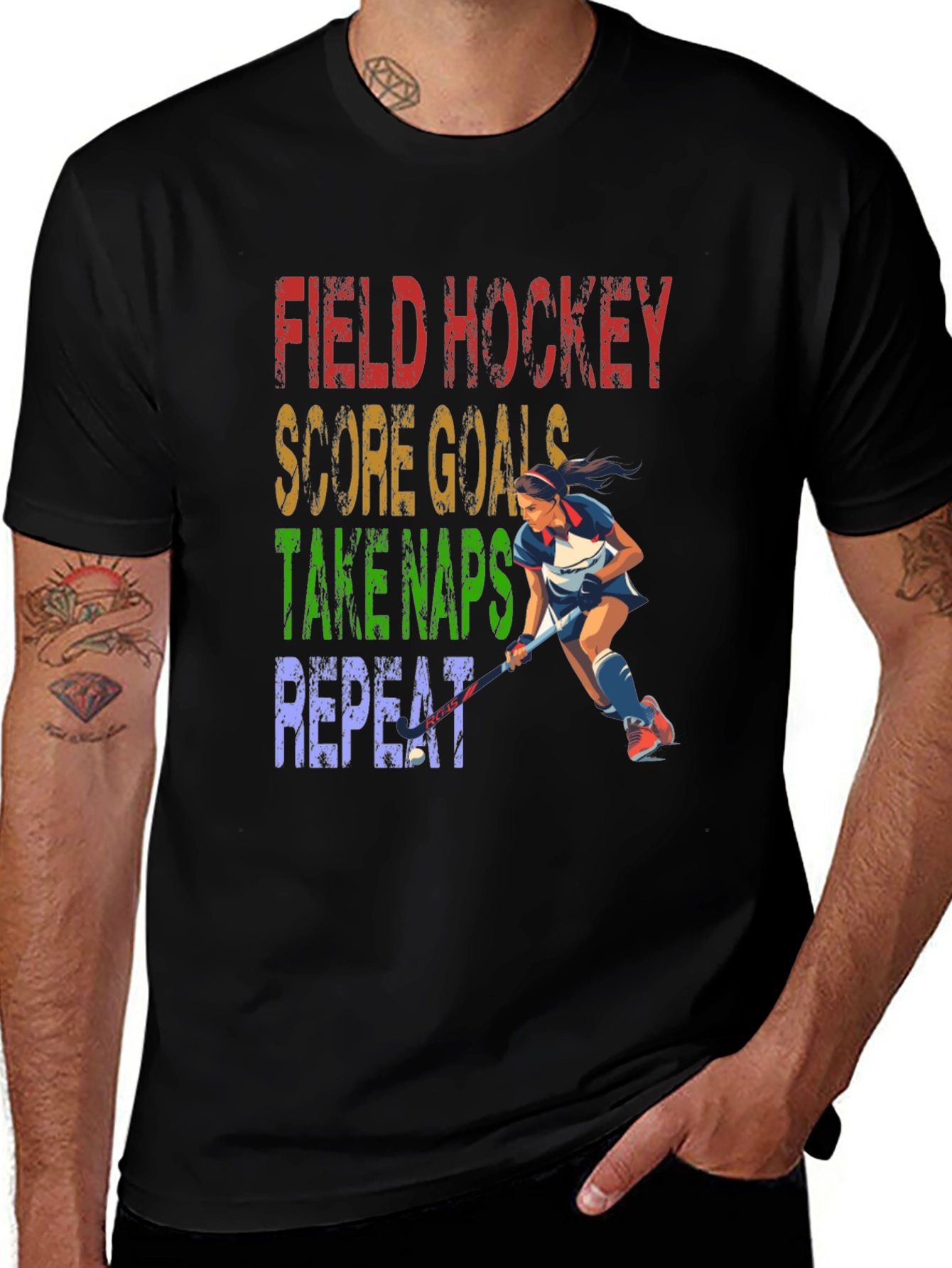 Variant 9 of Field Hockey T-Shirt: Score Goals, Take Naps, Repeat!