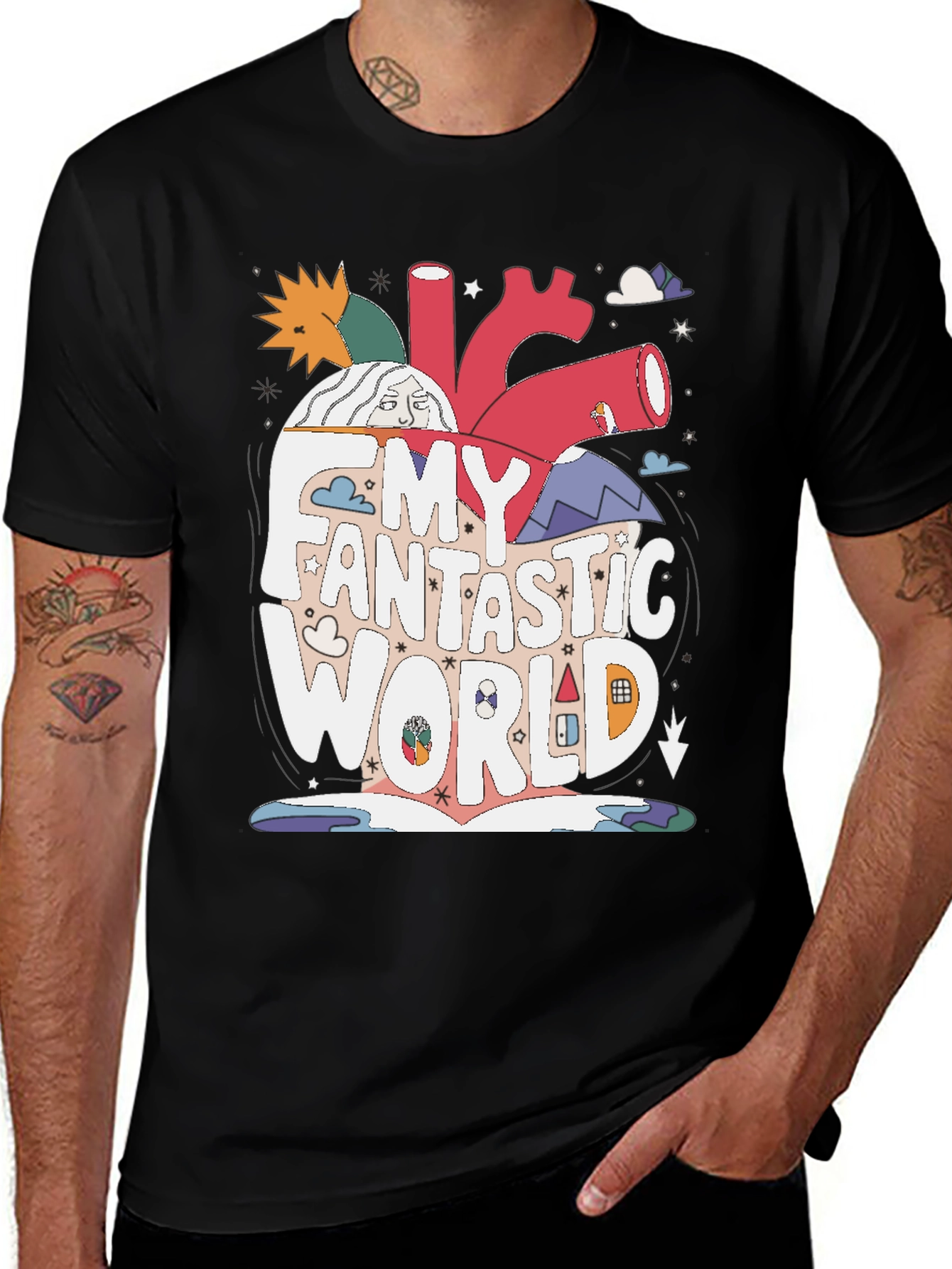 Variant 22 of My Fantastic World Graphic Tee - Unique Heart Design