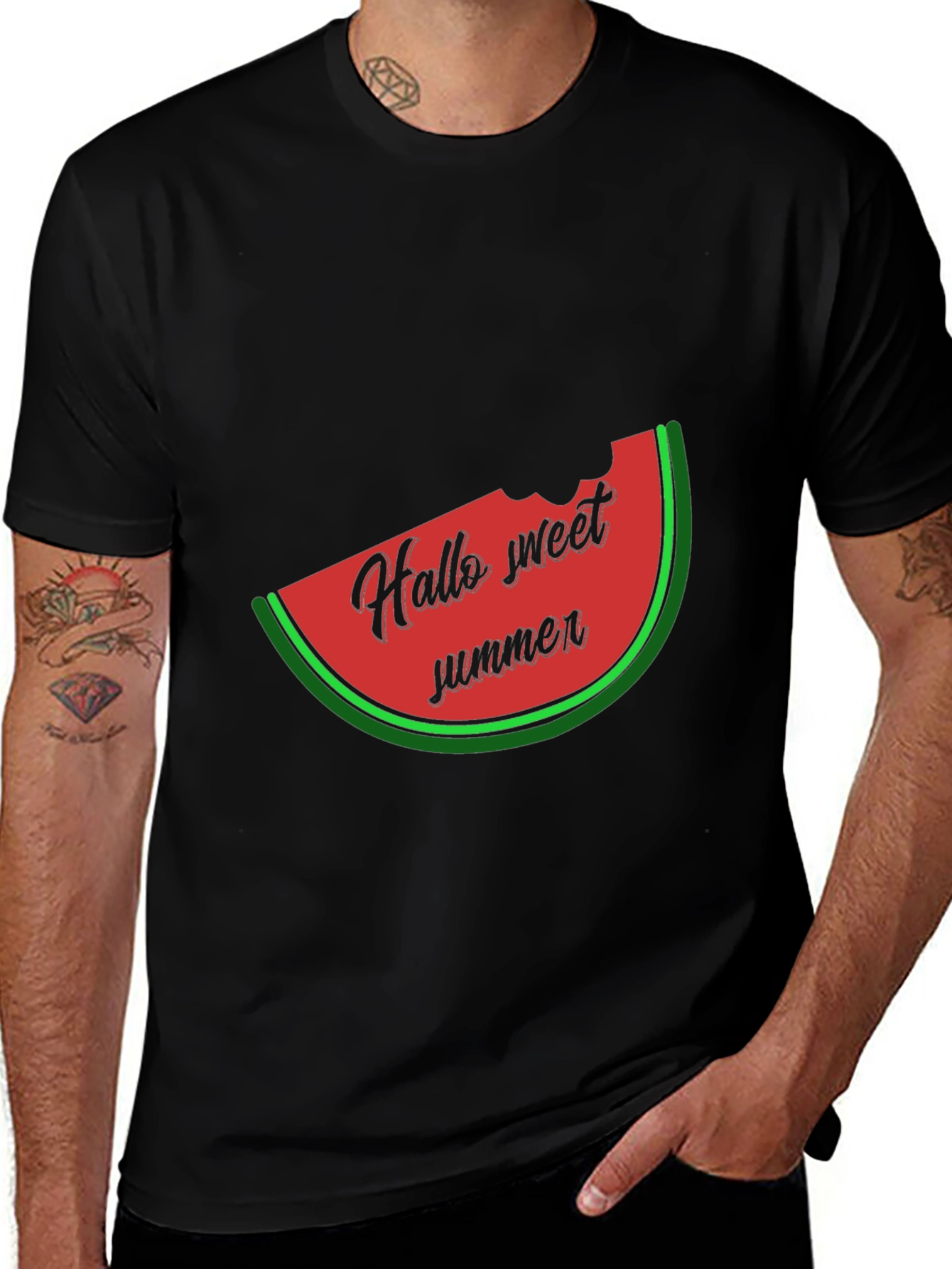 Variant 18 of Sweet Summer Watermelon Bite Black T-Shirt