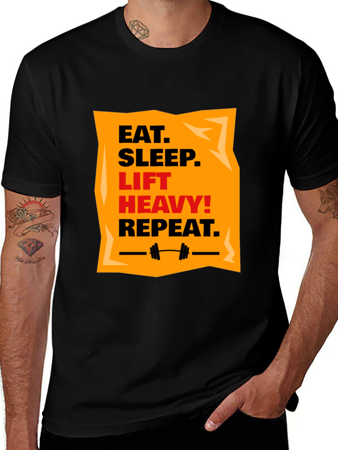 Variant 25 of Eat Sleep Lift Heavy Repeat T-Shirt - Gym Workout Apparel