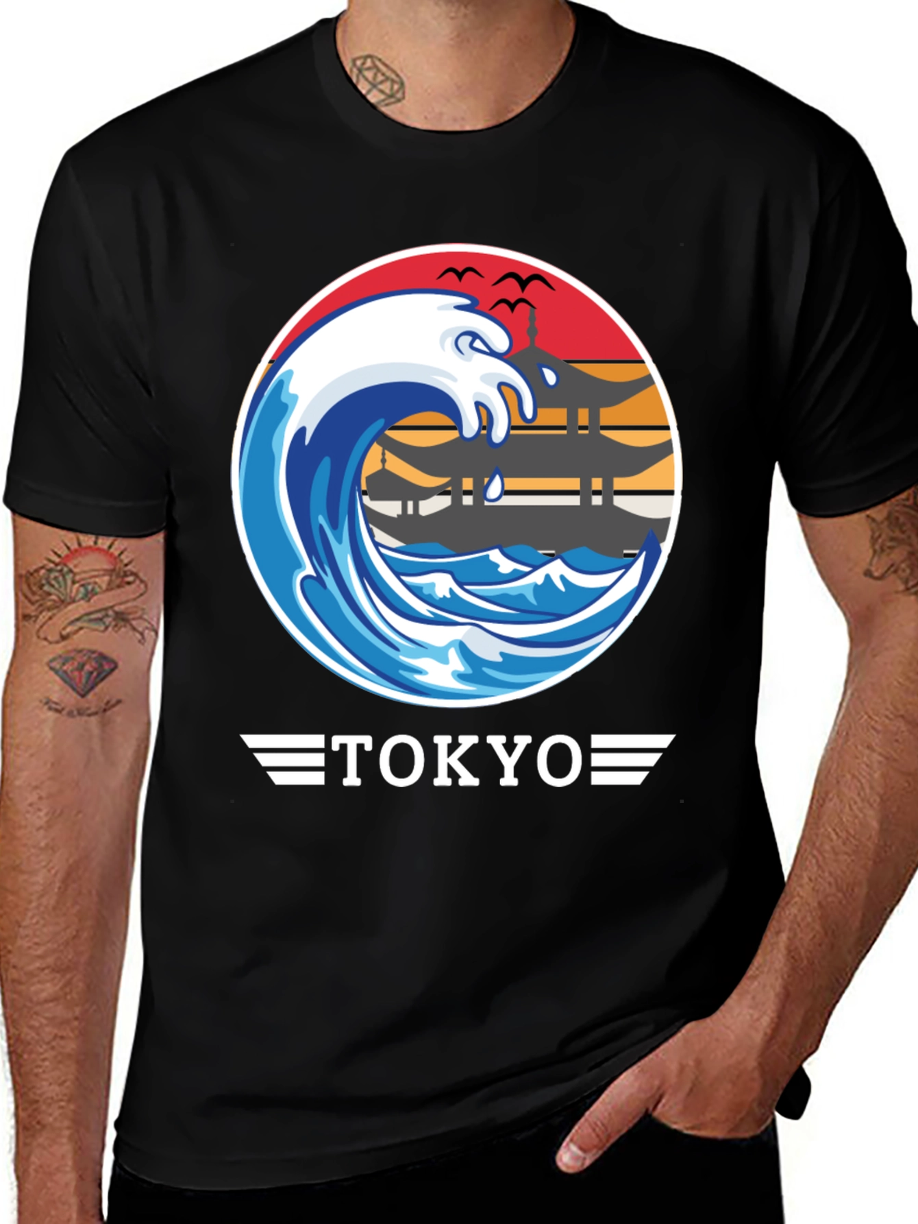 Tokyo Wave Graphic Black T-Shirt