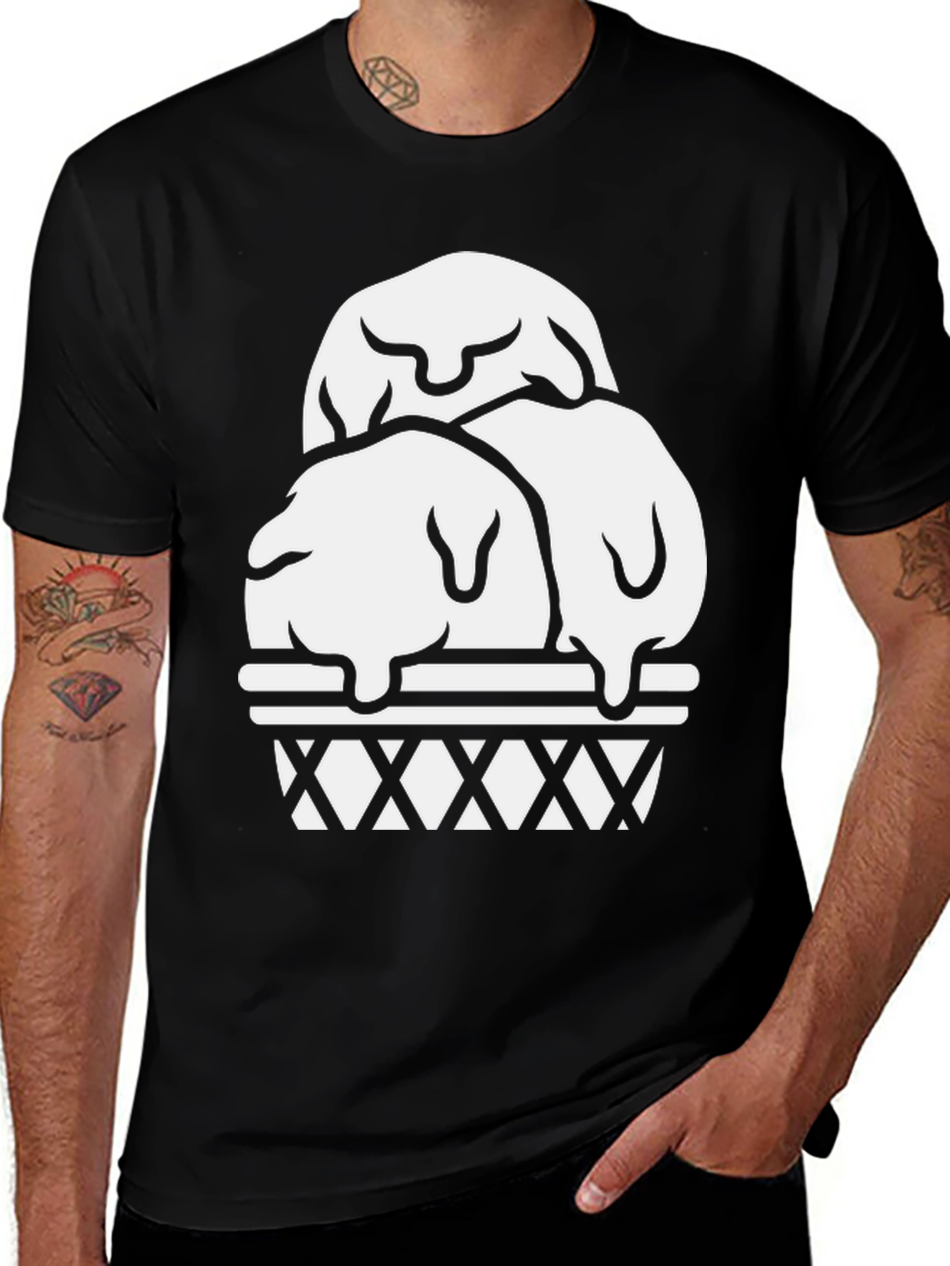 Variant 21 of Ice Cream Cone Graphic Tee - Black