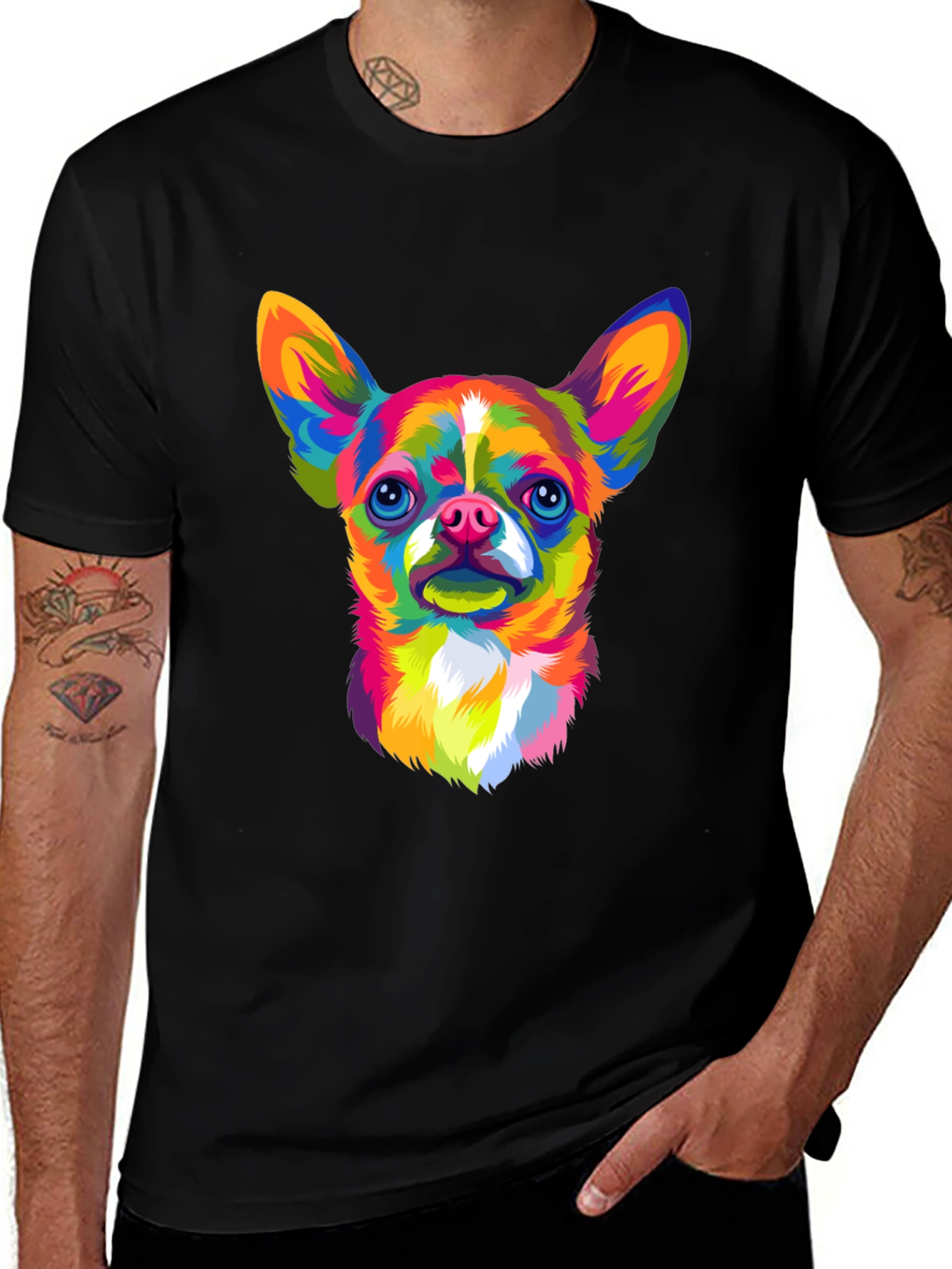 Variant 8 of Vibrant Chihuahua Graphic Black T-Shirt