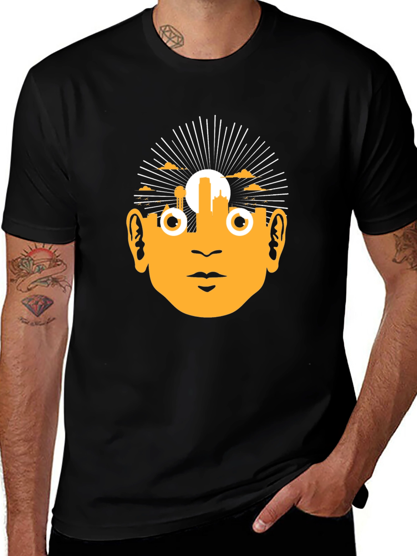 Variant 21 of Unique Graphic Tee - Retro Face Design