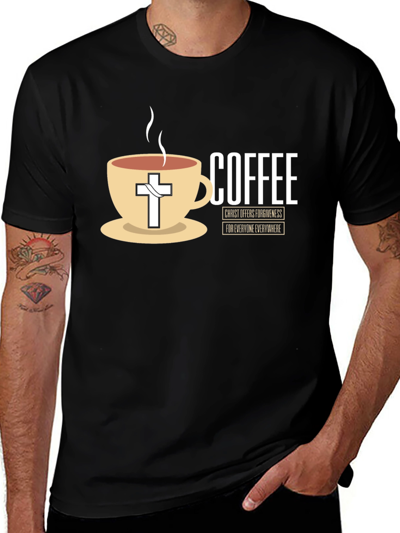 Variant 30 of Coffee and Christ Black T-Shirt
