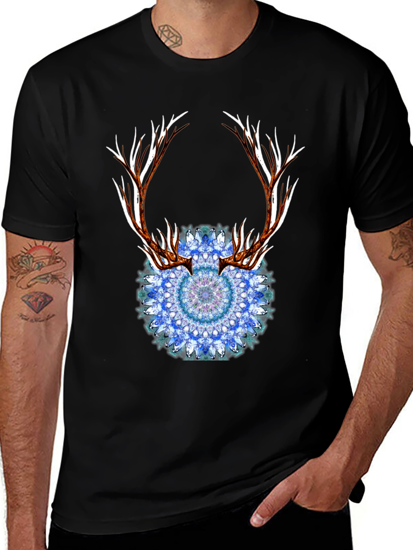 Variant 13 of Antler Mandala Black T-Shirt