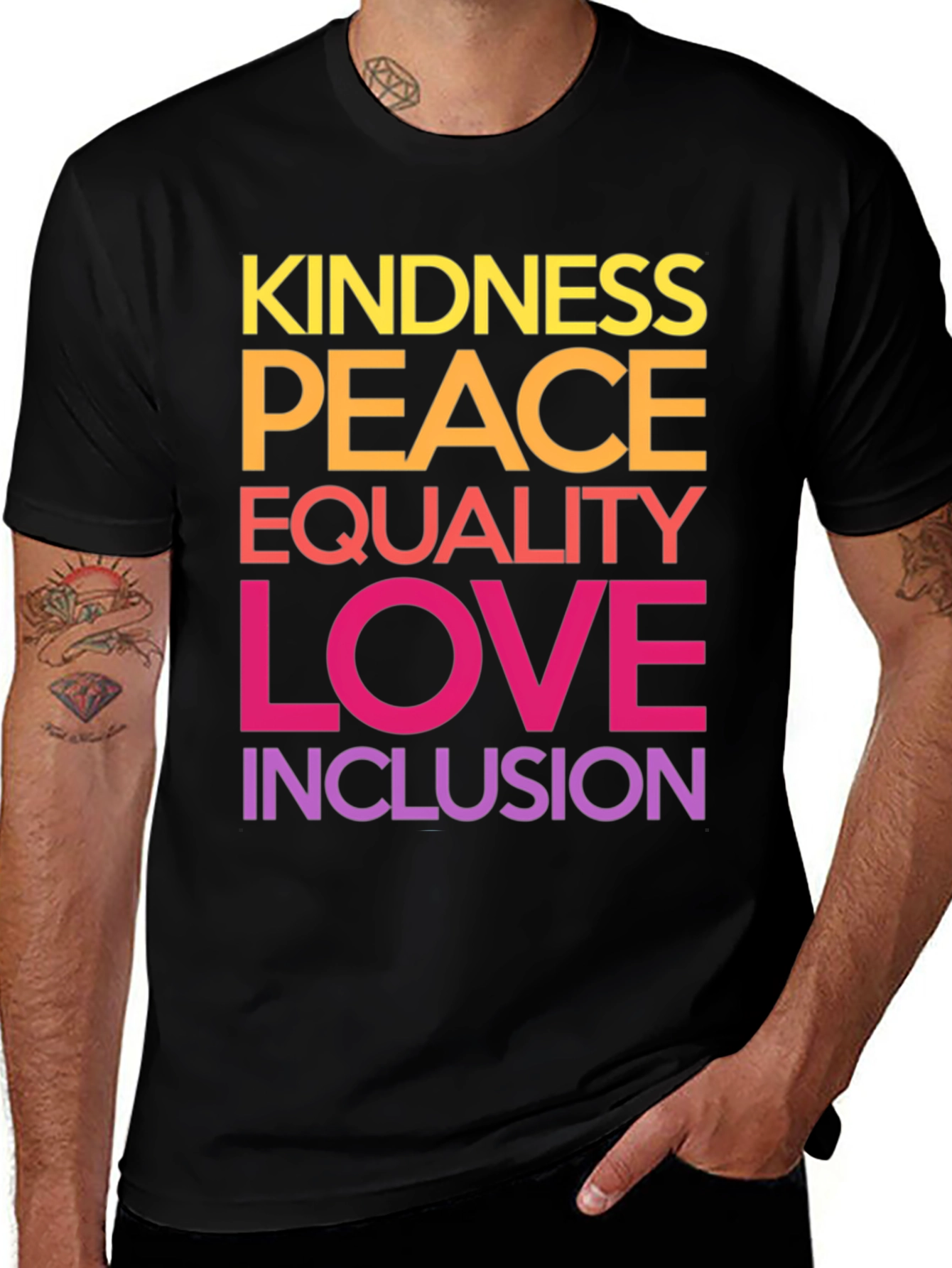 Variant 19 of Kindness Peace Equality Love Inclusion Graphic Tee