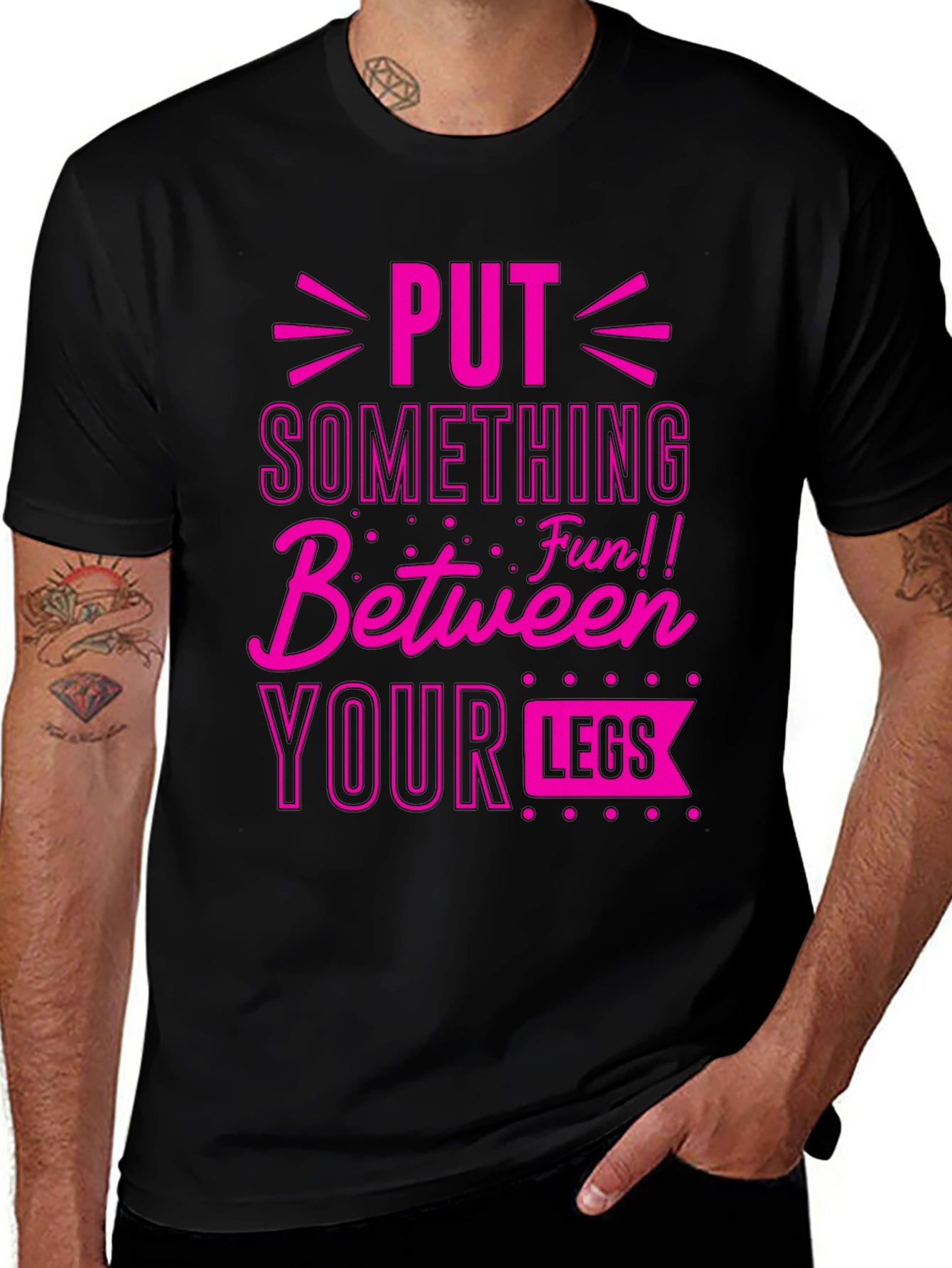 Variant 7 of Fun Pink Graphic Tee - Put Something Between Your Legs