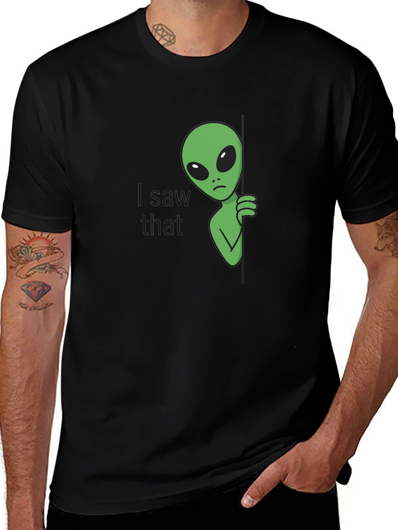 Variant 12 of I Saw That Alien Graphic Tee - Black Cotton Blend