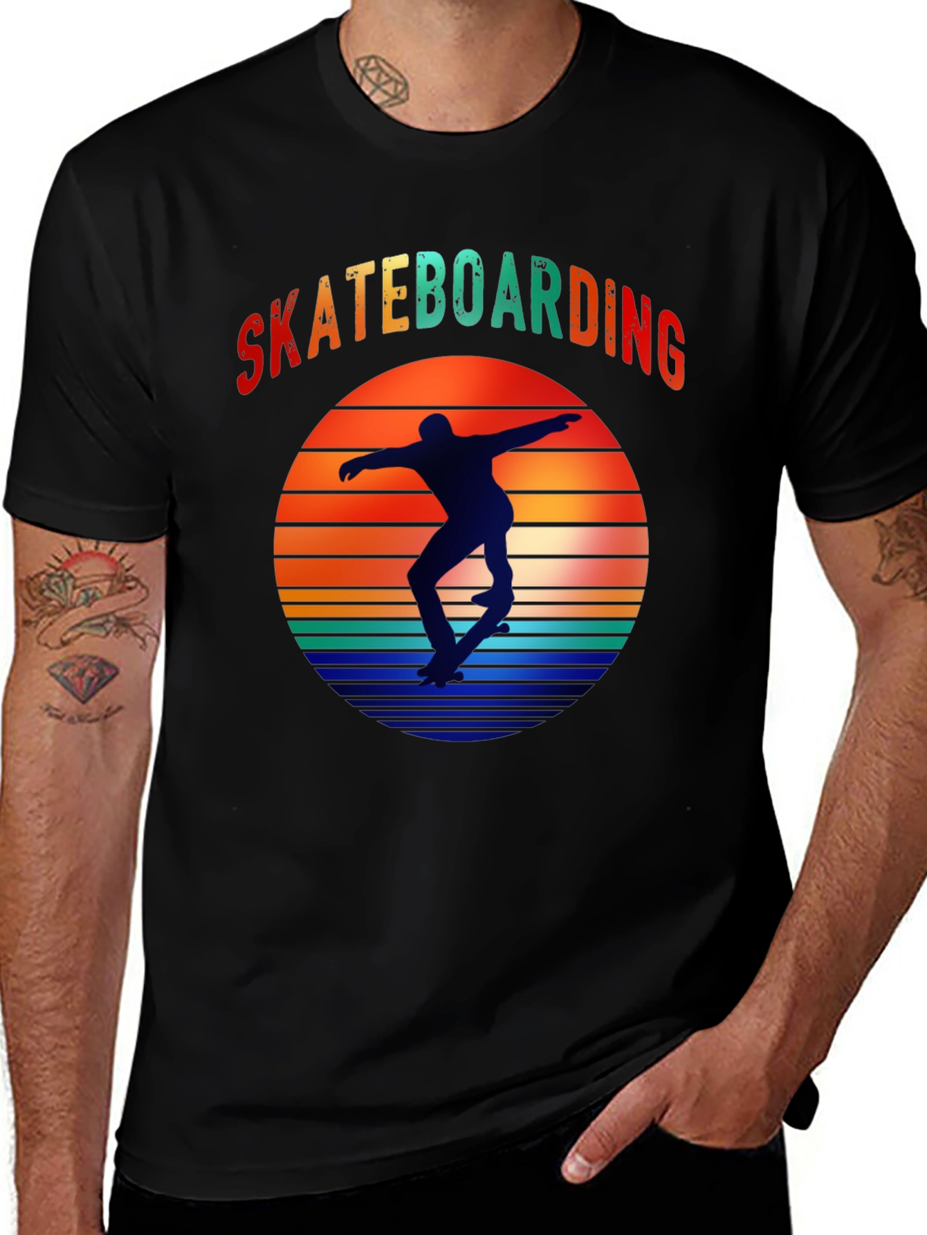 Variant 6 of Skateboarding Sunset Graphic Tee - Retro Style