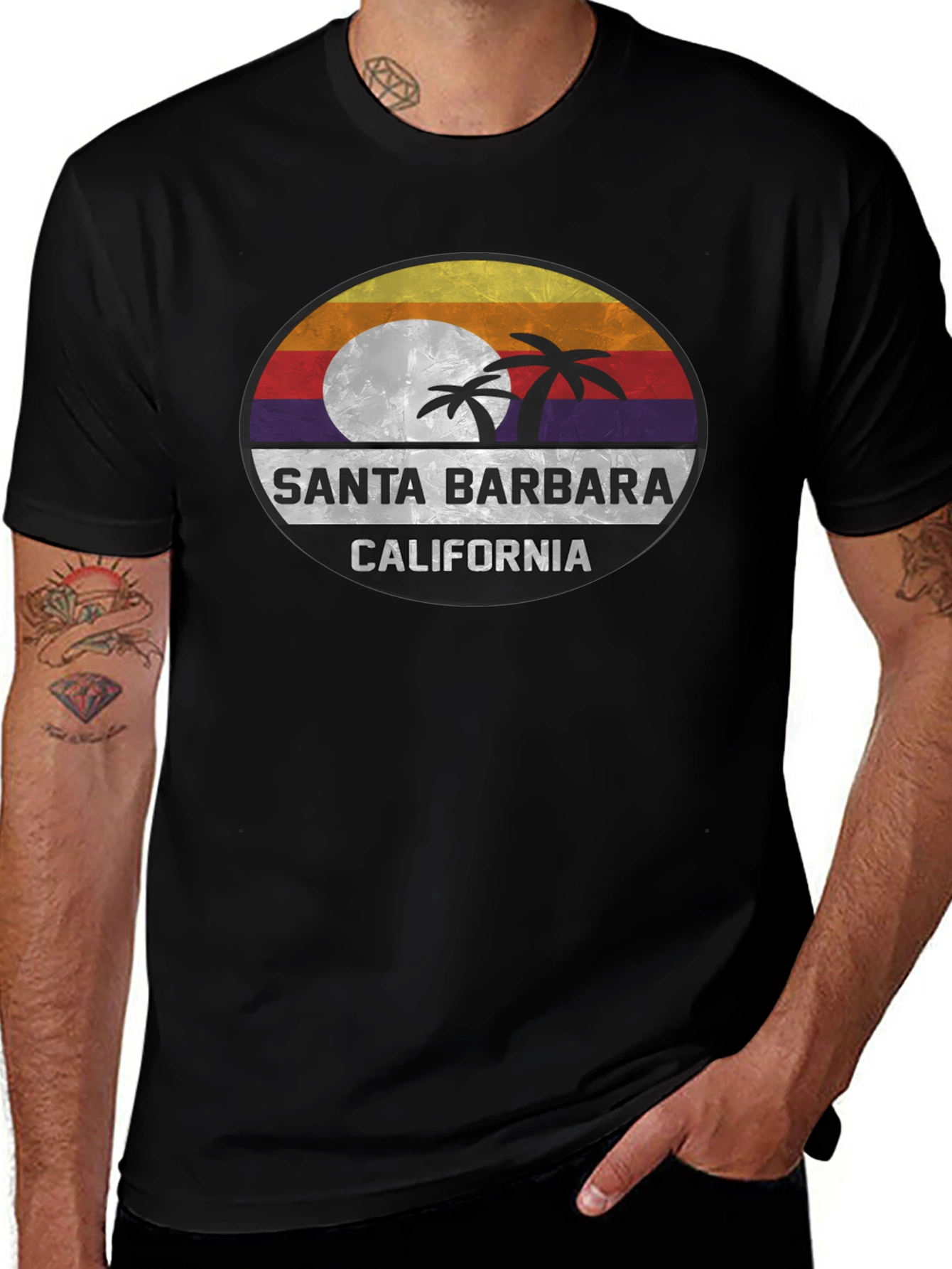 Variant 25 of Santa Barbara California Palm Tree Graphic T-Shirt