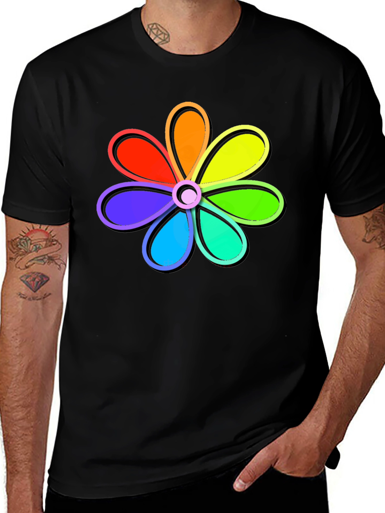 Variant 7 of Rainbow Flower Graphic T-Shirt - Bold & Colorful