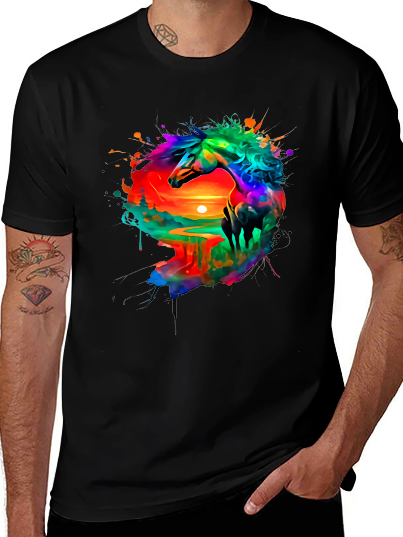 Vibrant Horse T-Shirt: Sunset Colors