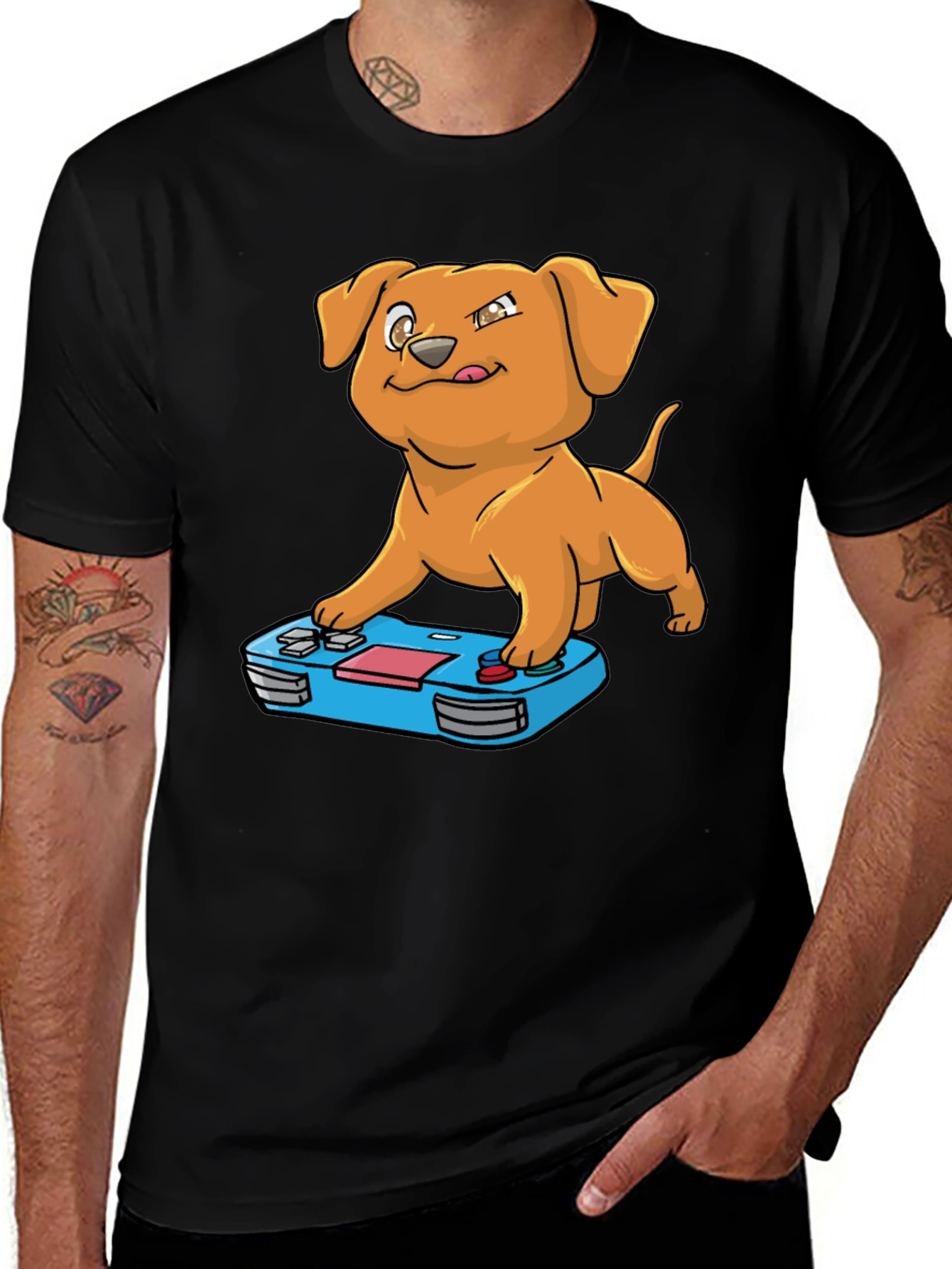 Variant 11 of Gamer Dog T-Shirt - Black Cotton Tee