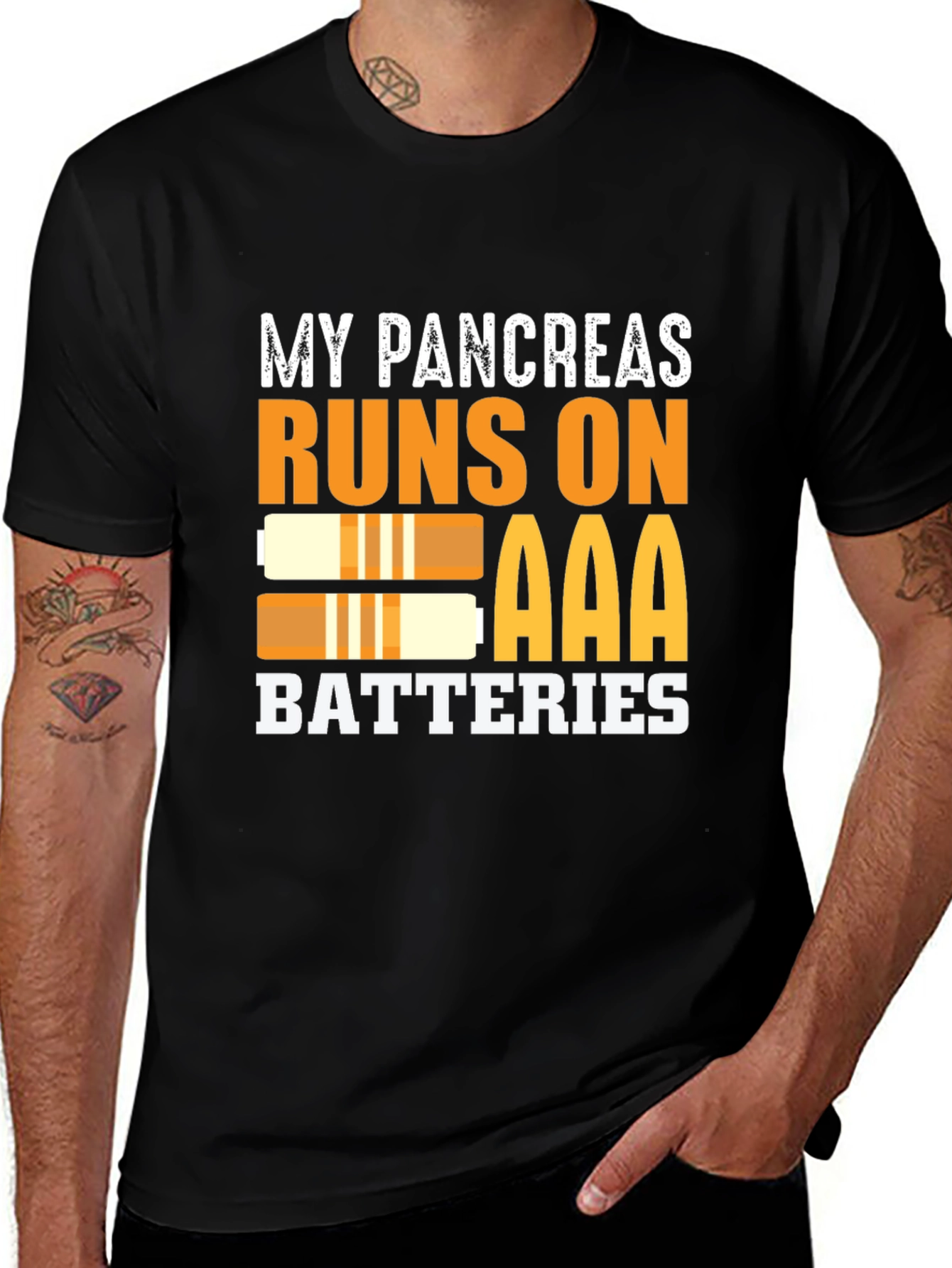 Variant 25 of Funny Pancreas AAA Batteries T-Shirt