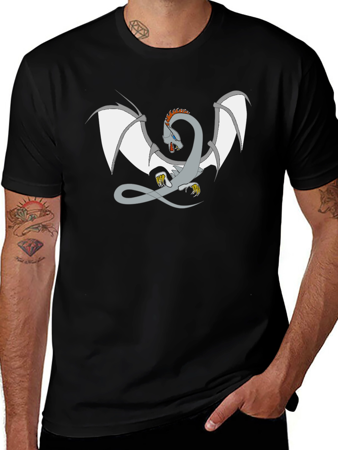 Variant 21 of Dragon Graphic Print Black T-Shirt
