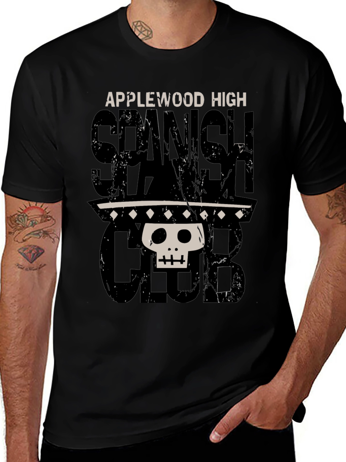 Variant 15 of Spanish Club T-Shirt - Applewood High, Skull Sombrero