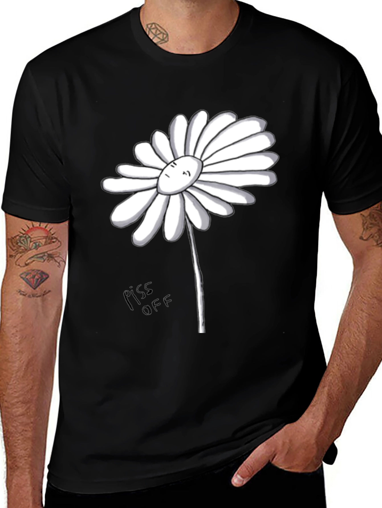Variant 3 of Daisy Graphic Tee - Black Cotton T-Shirt