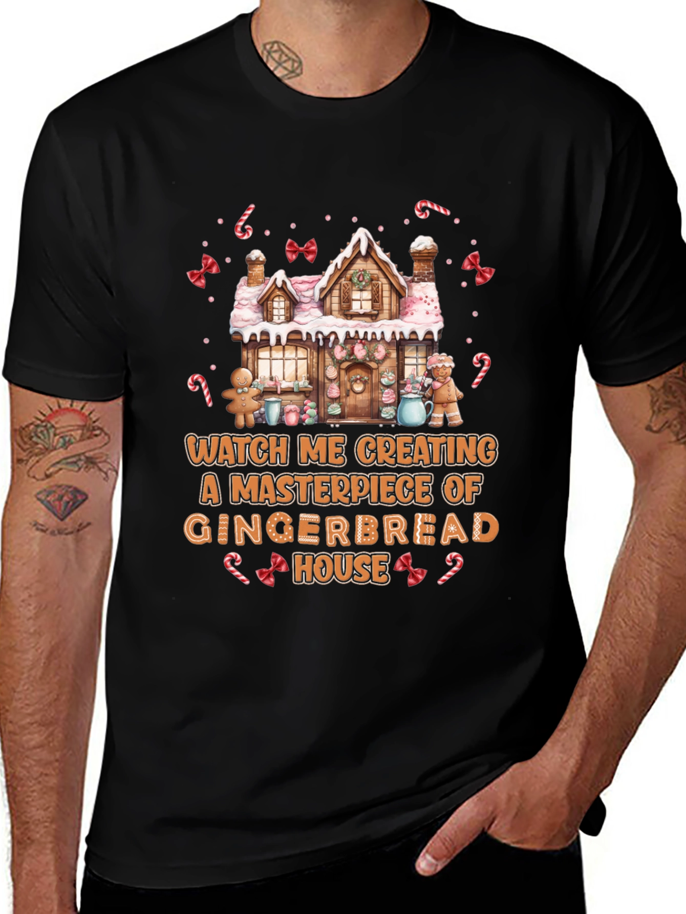 Variant 7 of Gingerbread House Graphic Tee - Festive Holiday T-Shirt