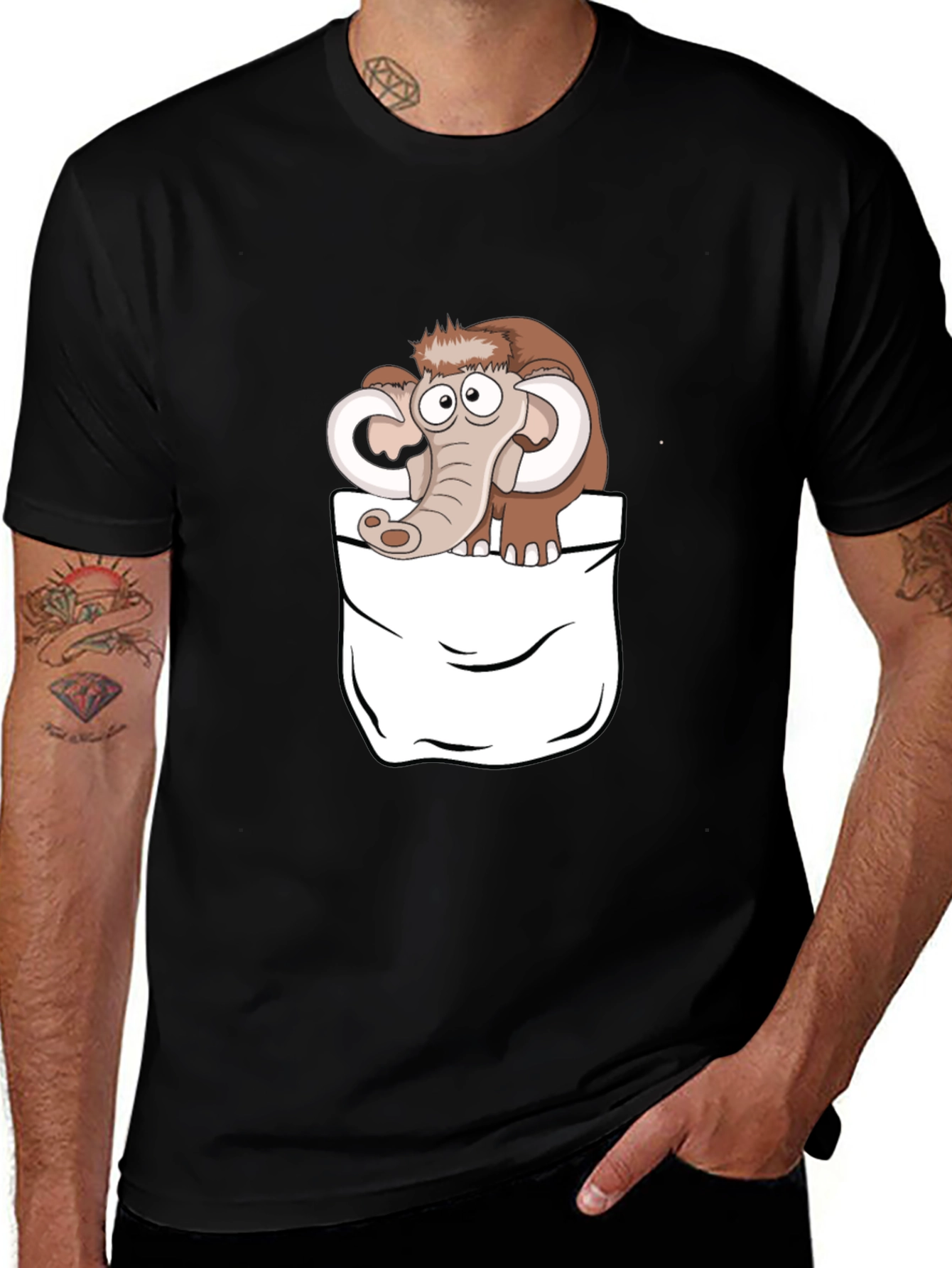 Variant 14 of Cartoon Mammoth Pocket Black T-Shirt