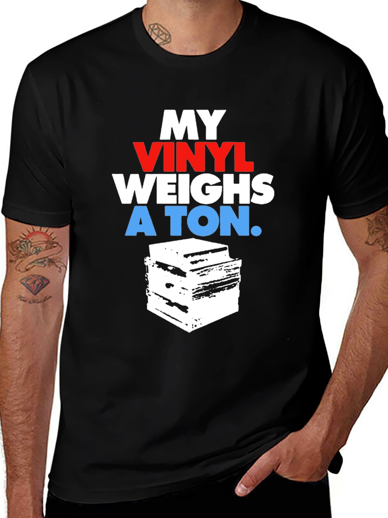 Variant 26 of Vinyl Record Collector T-Shirt - My Vinyl Weighs a Ton
