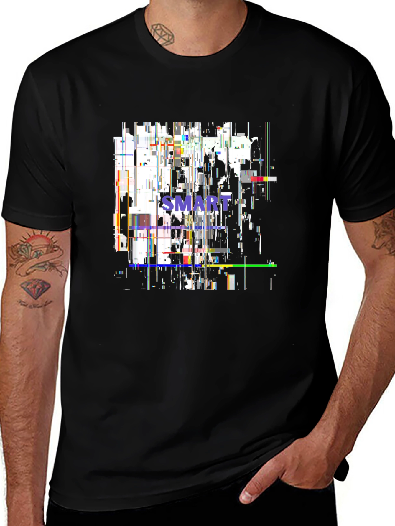Variant 7 of Abstract SMART Black T-Shirt - Modern Glitch Design