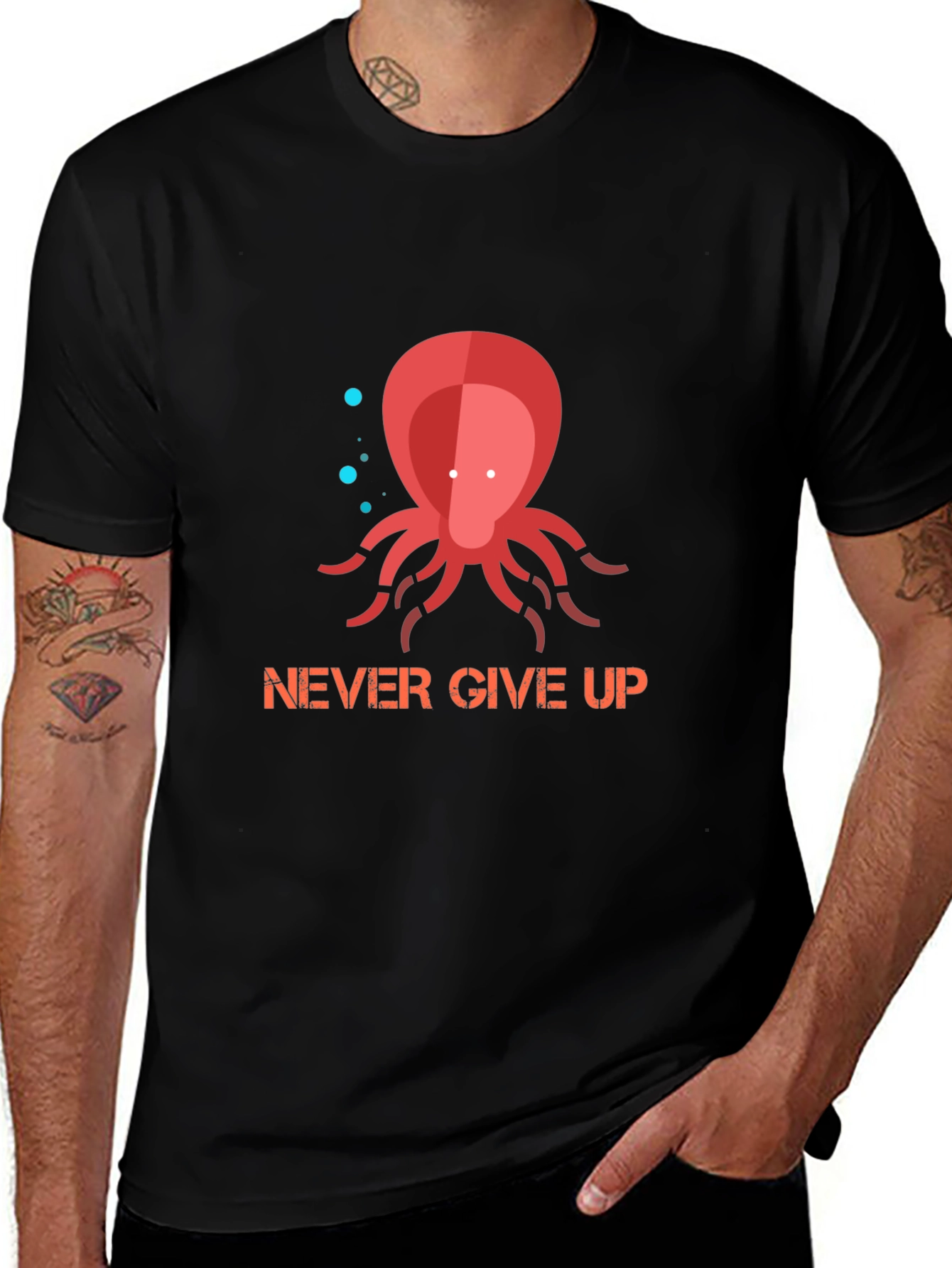 Variant 25 of Never Give Up Octopus Graphic T-Shirt