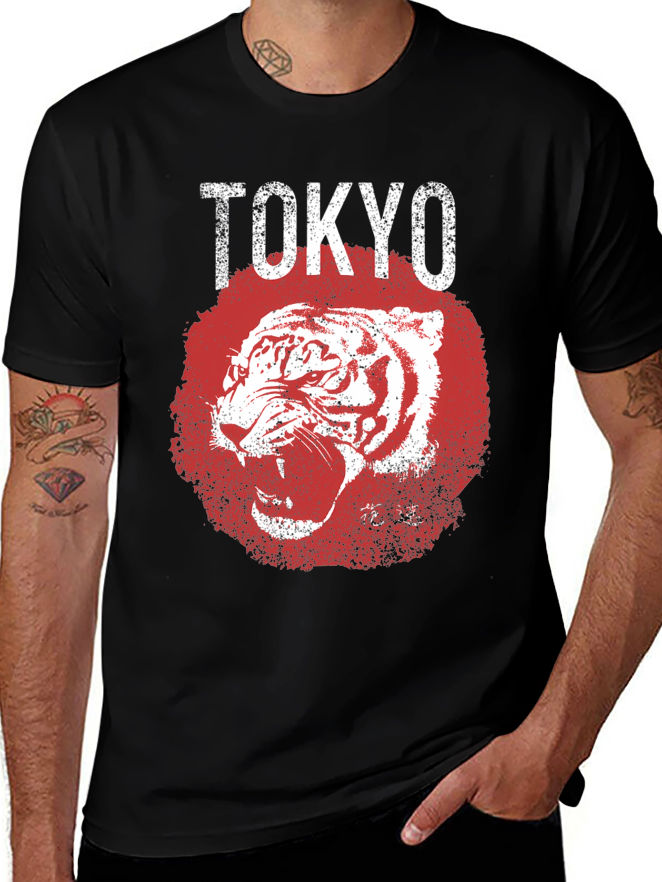 Variant 13 of Tokyo Tiger Graphic Tee - Men's Black T-Shirt