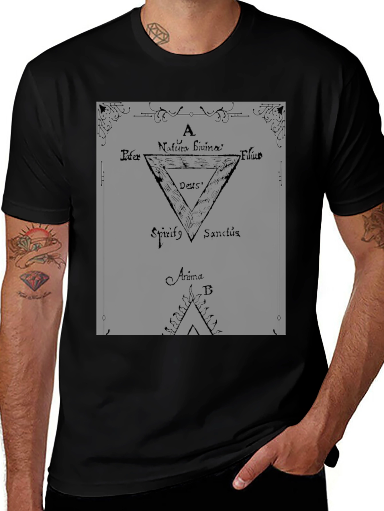 Variant 3 of Occult Symbol Graphic Tee - Black Cotton T-Shirt
