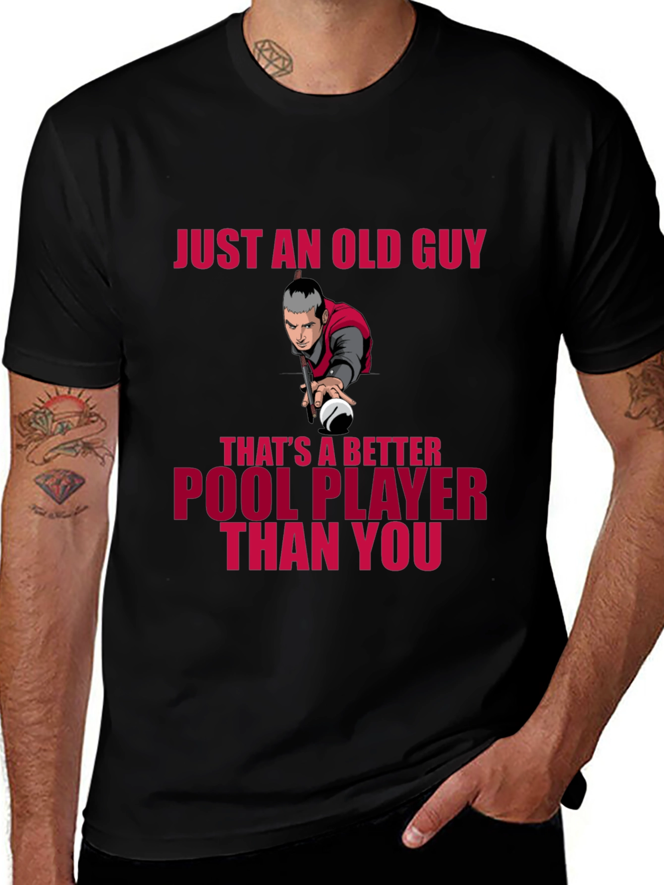 Variant 8 of Old Guy Pool Player T-Shirt