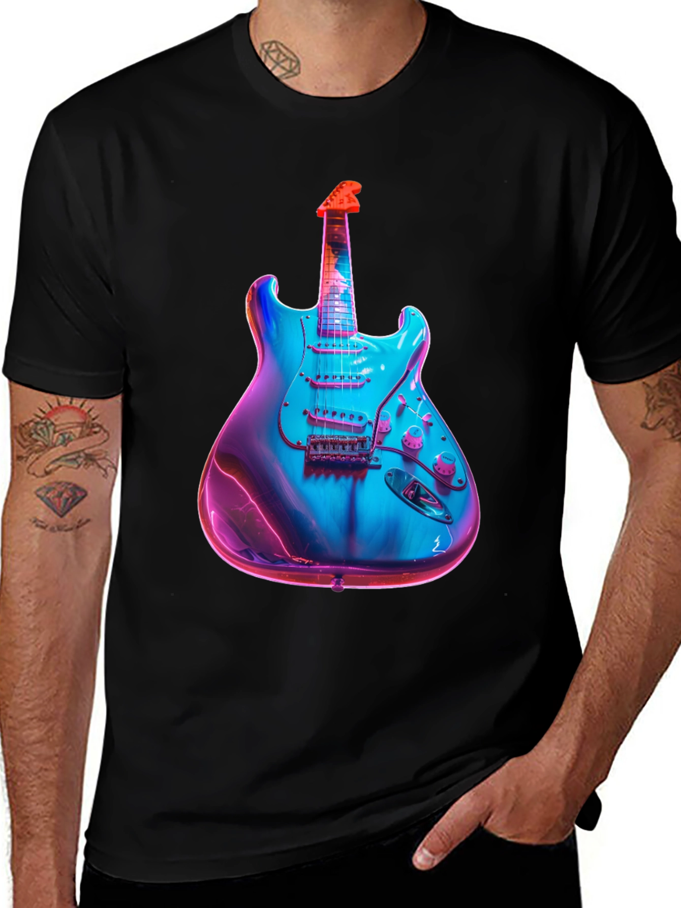 Variant 21 of Electric Guitar Graphic T-Shirt - Black