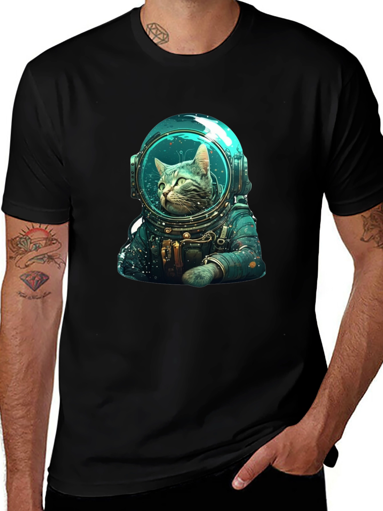 Variant 23 of Cat Astronaut Graphic Tee - Cool Space Cat T-Shirt