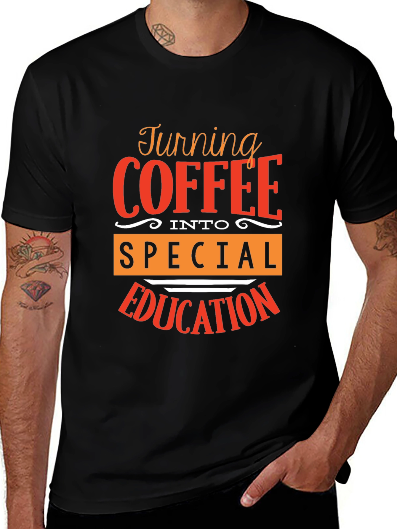 Variant 22 of Coffee to Special Education Black T-Shirt