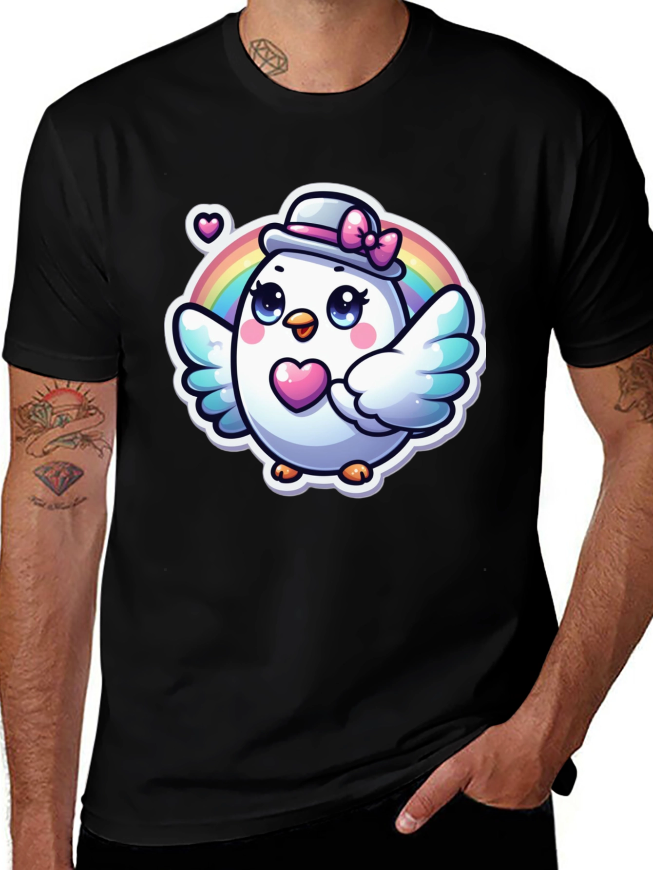 Variant 27 of Cute Cartoon Bird Rainbow Graphic T-Shirt
